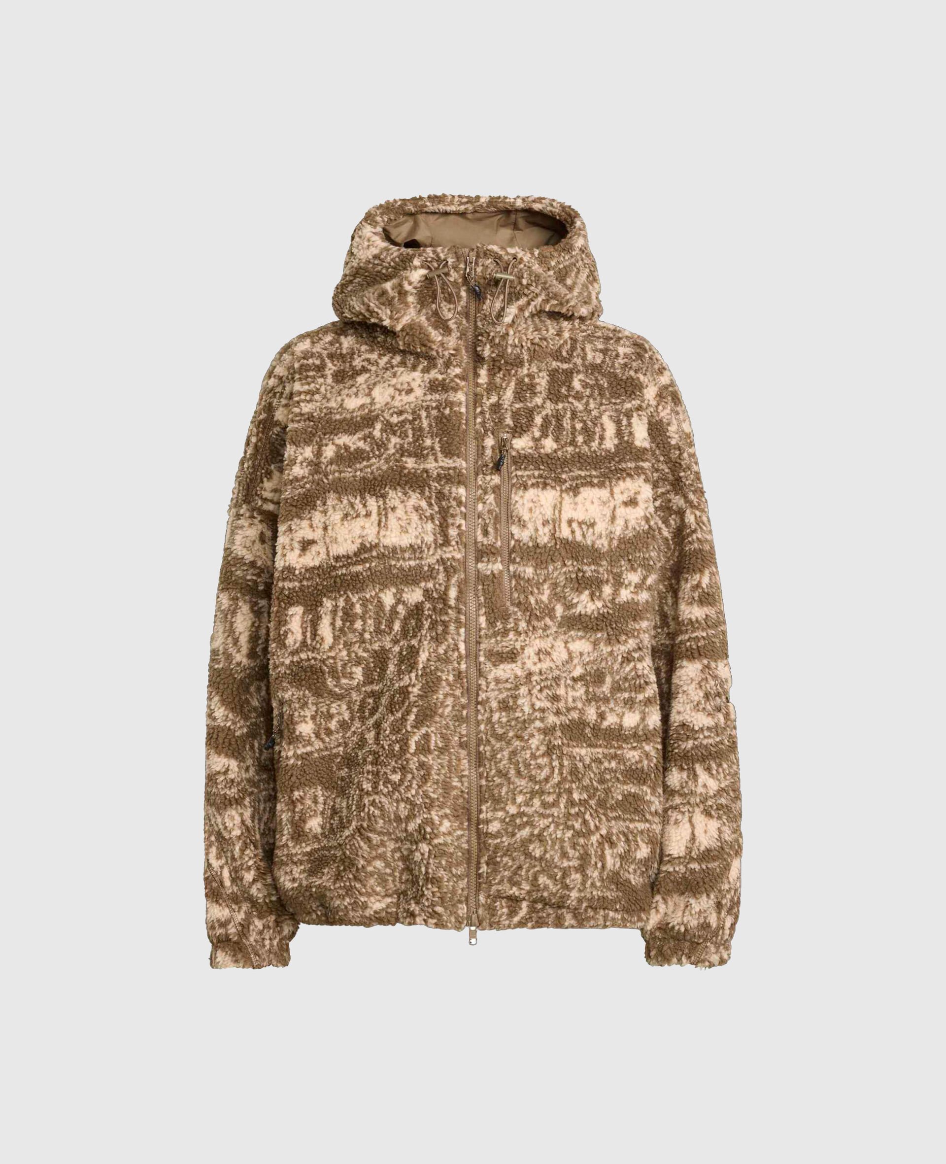 TrueNature Fleece mit durchgehendem Reißverschluss und grafischem Print-Beige-medium