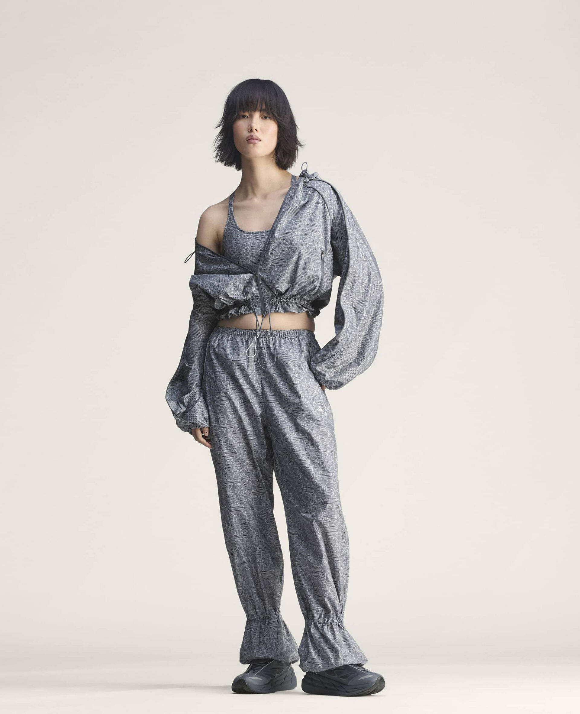 High-Neck Hooded Jacket-Grey-large image number 5