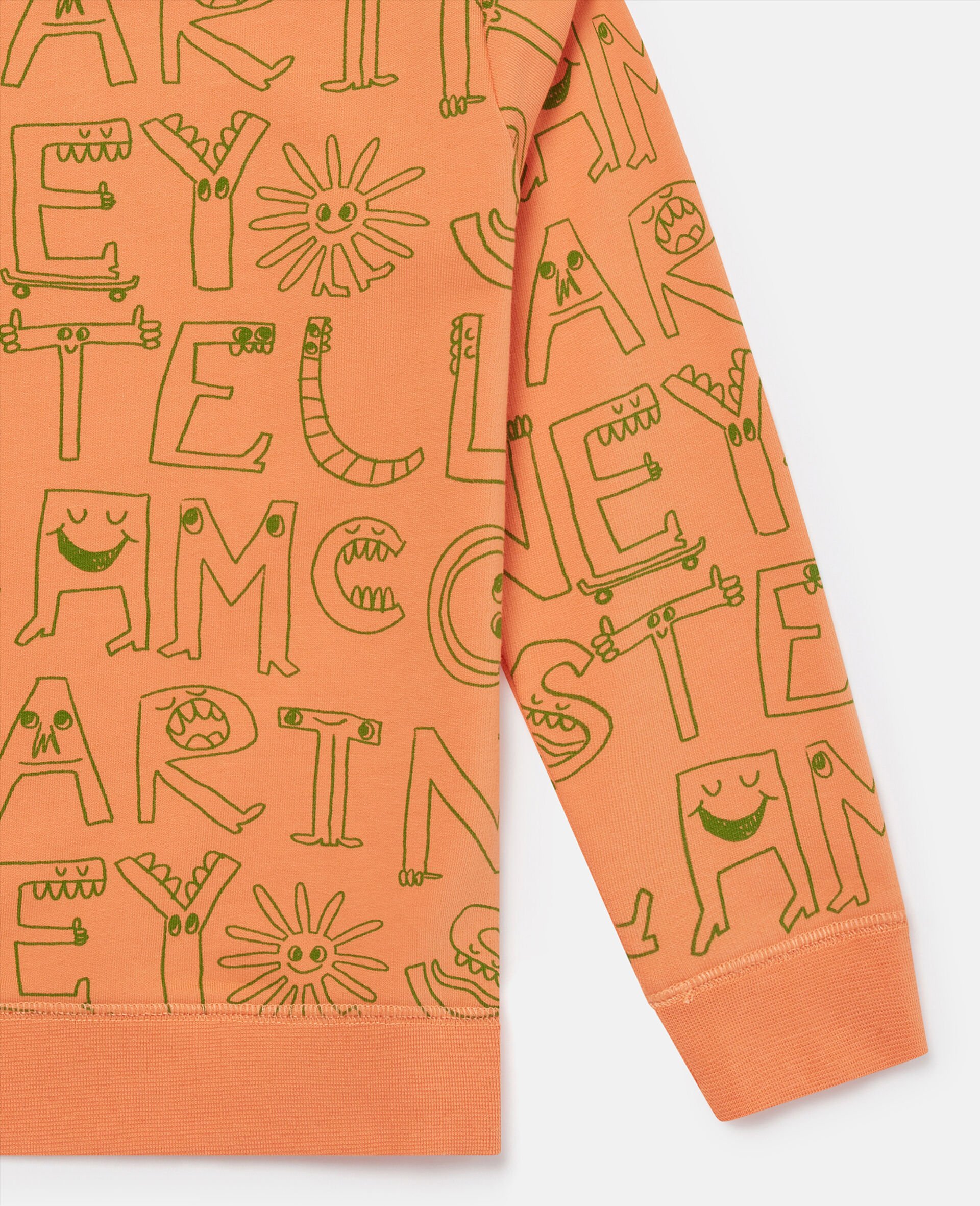 Sweat shirt avec inscription imprimee -Orange-large image number 3