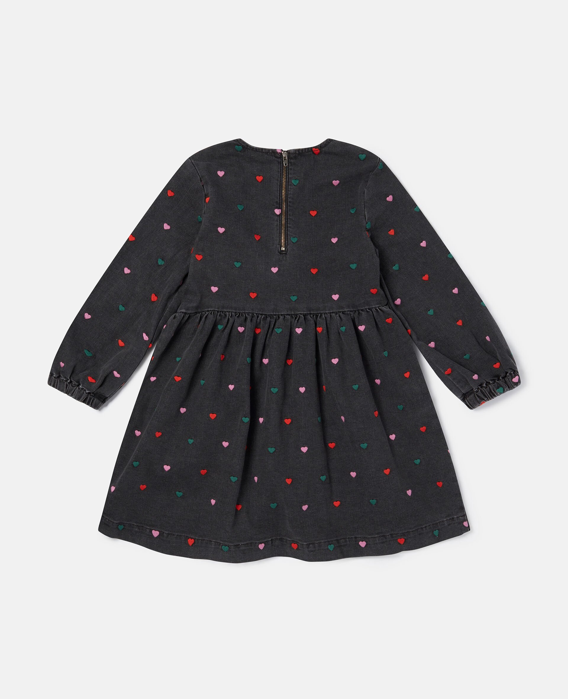 Heart Print Dress-Black-large image number 2