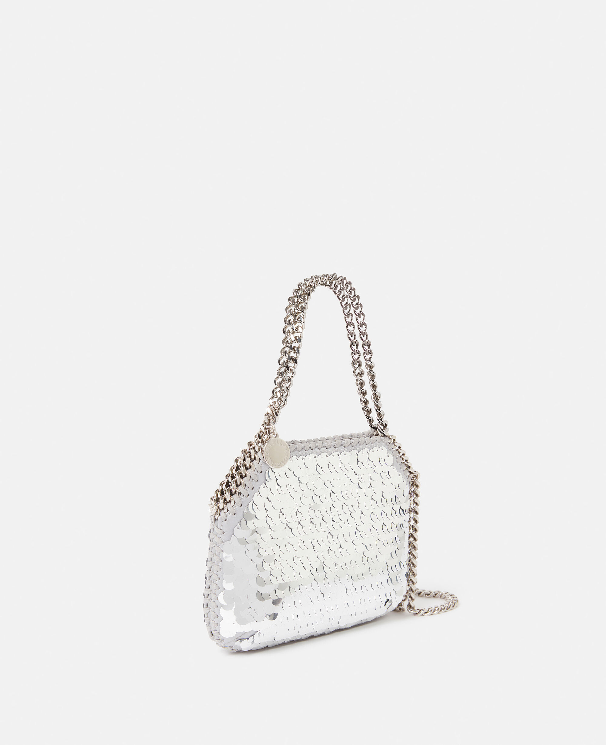 Women Silver Falabella Oversized Sequin Mini Tote Bag