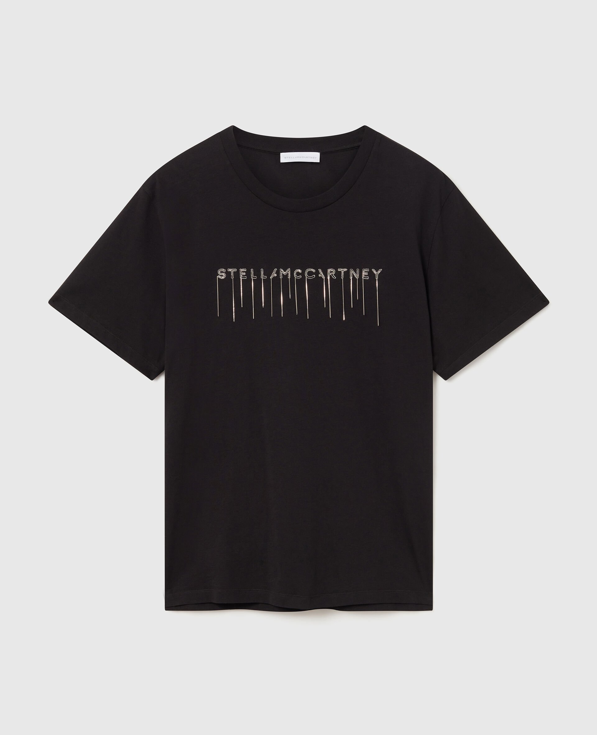 T-Shirt mit Logo-Stickerei und Rundhalsausschnitt-Schwarz-medium