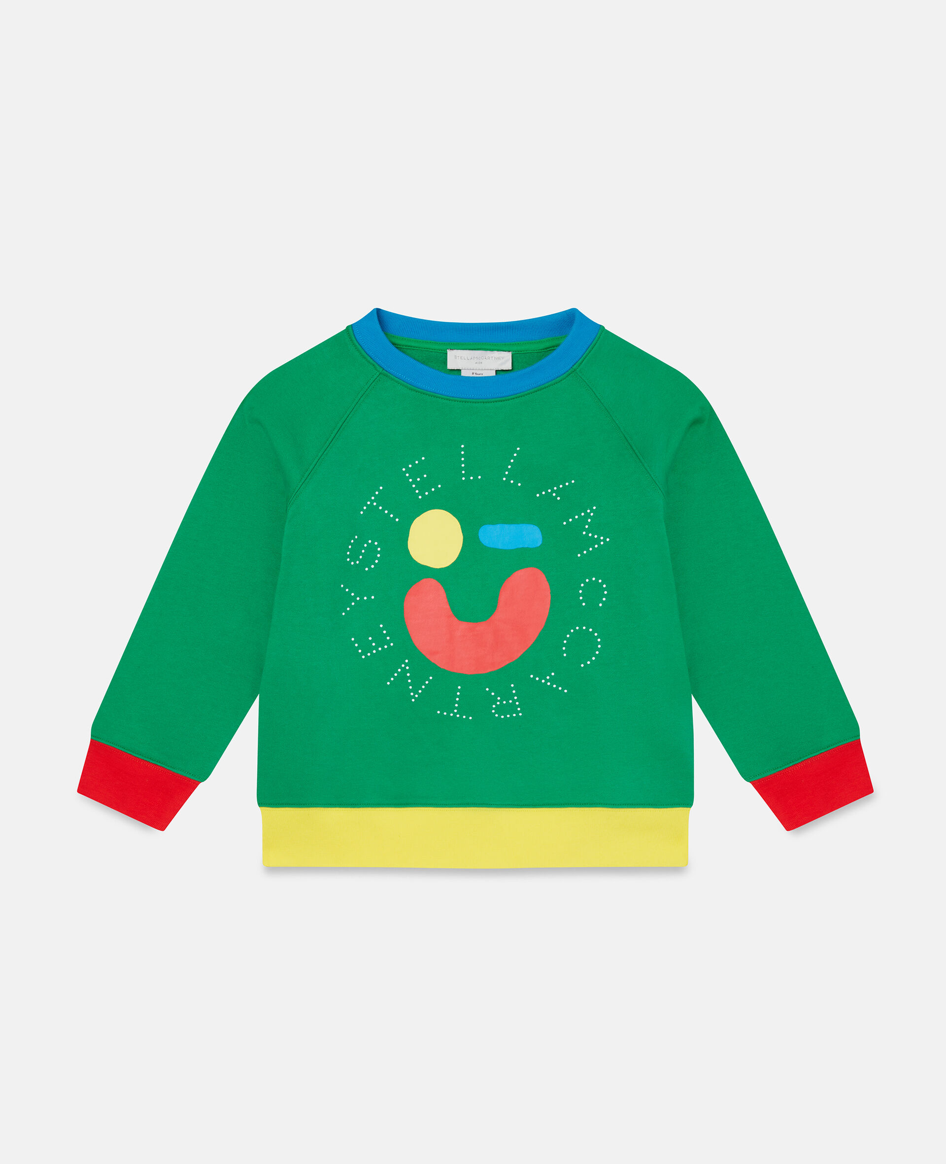 Smile Logo Print Cotton Fleece Sweatshirt-Green-large image number 0