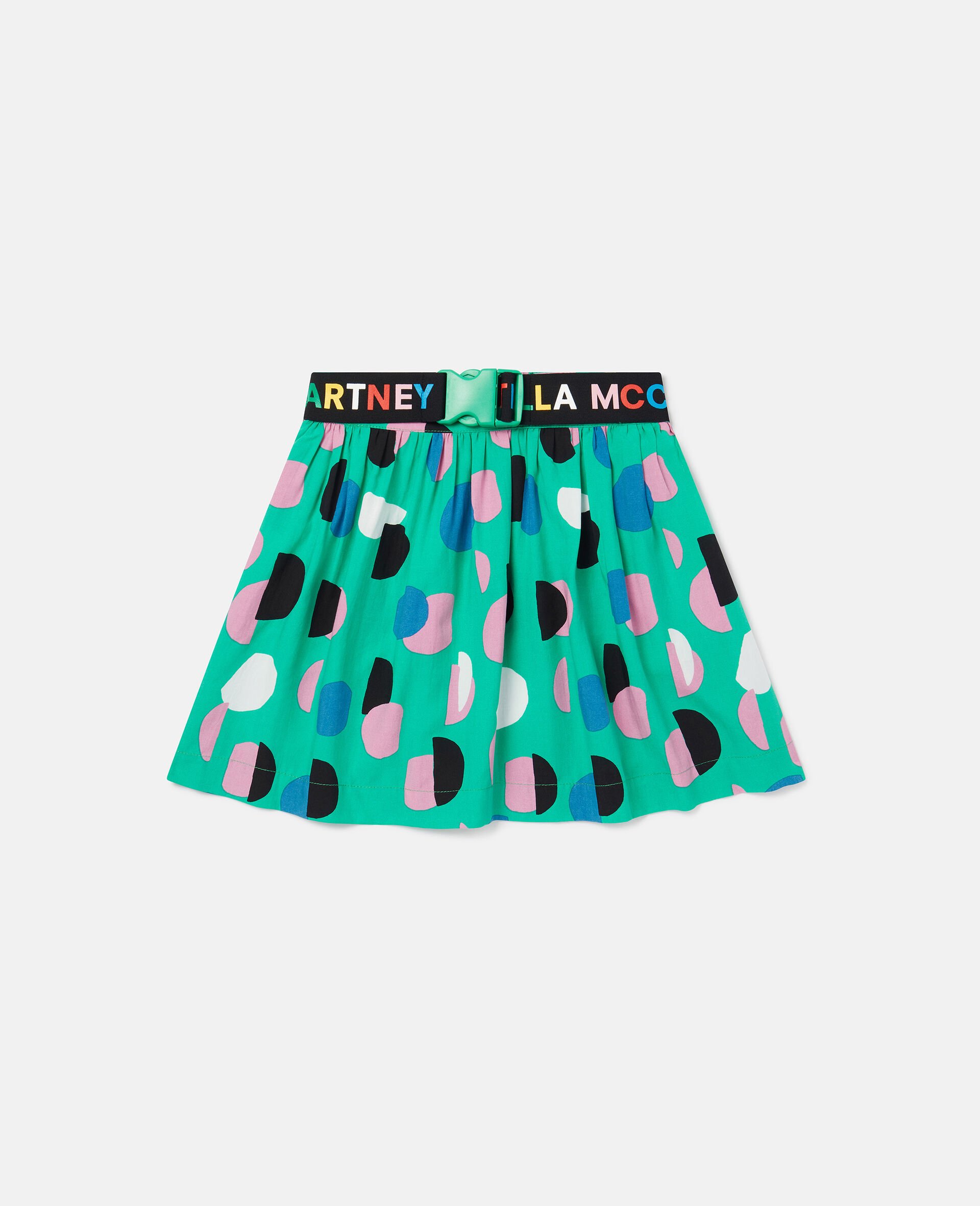 Logo Tape Dot Print Skater Skirt-Green-large image number 0
