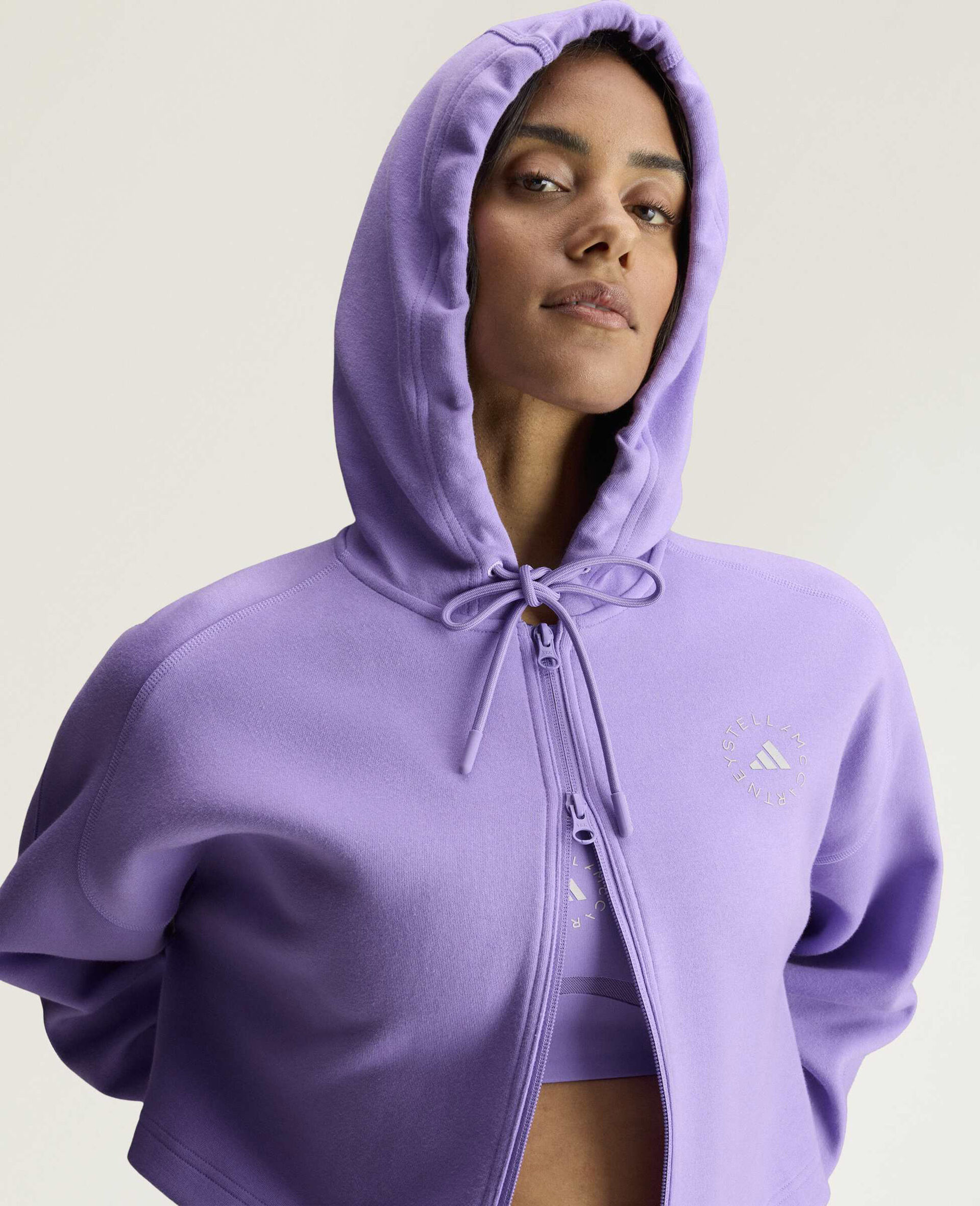 Logo Cropped Hoodie-Purple-large image number 2