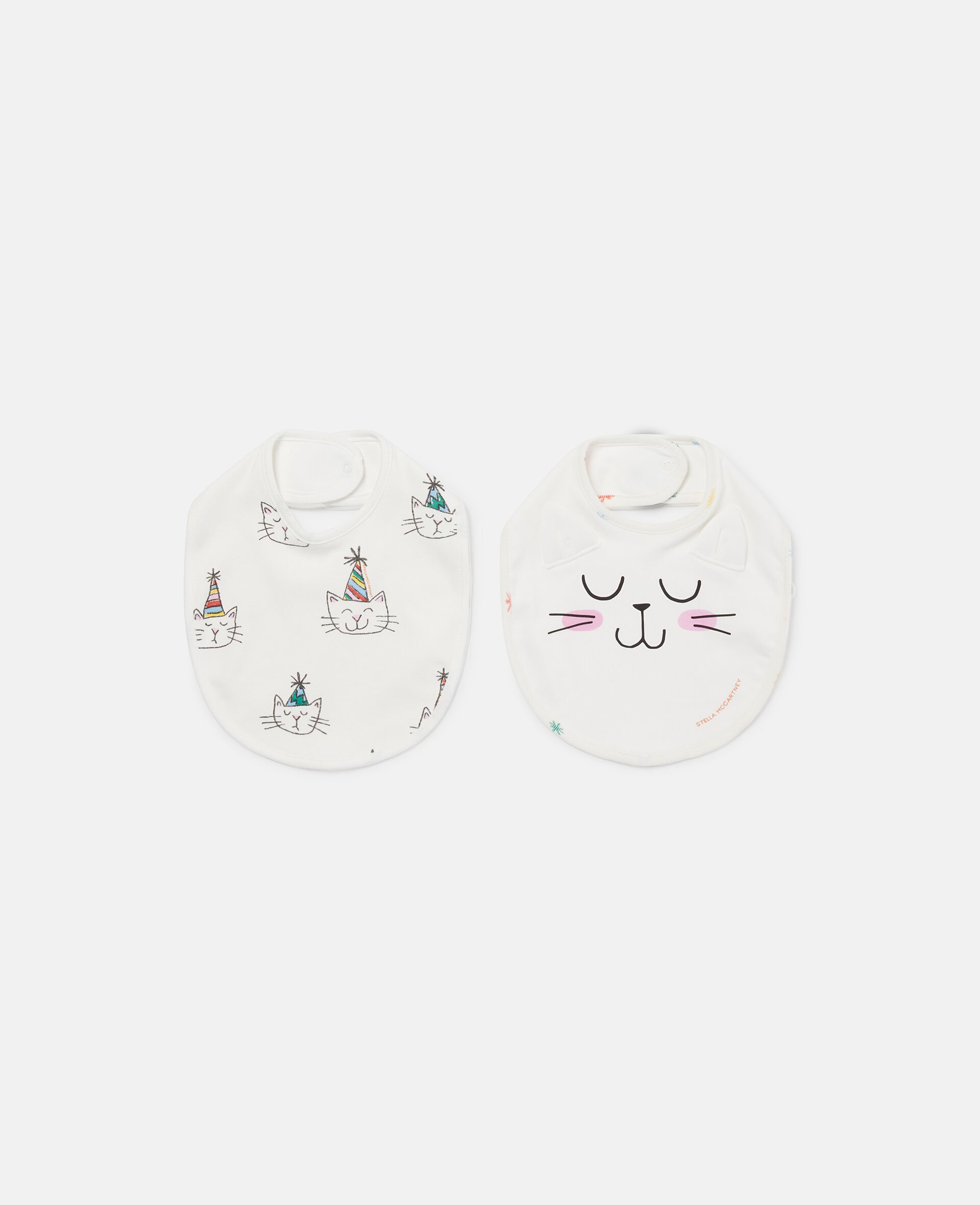 Cat Graphic Print Bib Set-Cream-medium