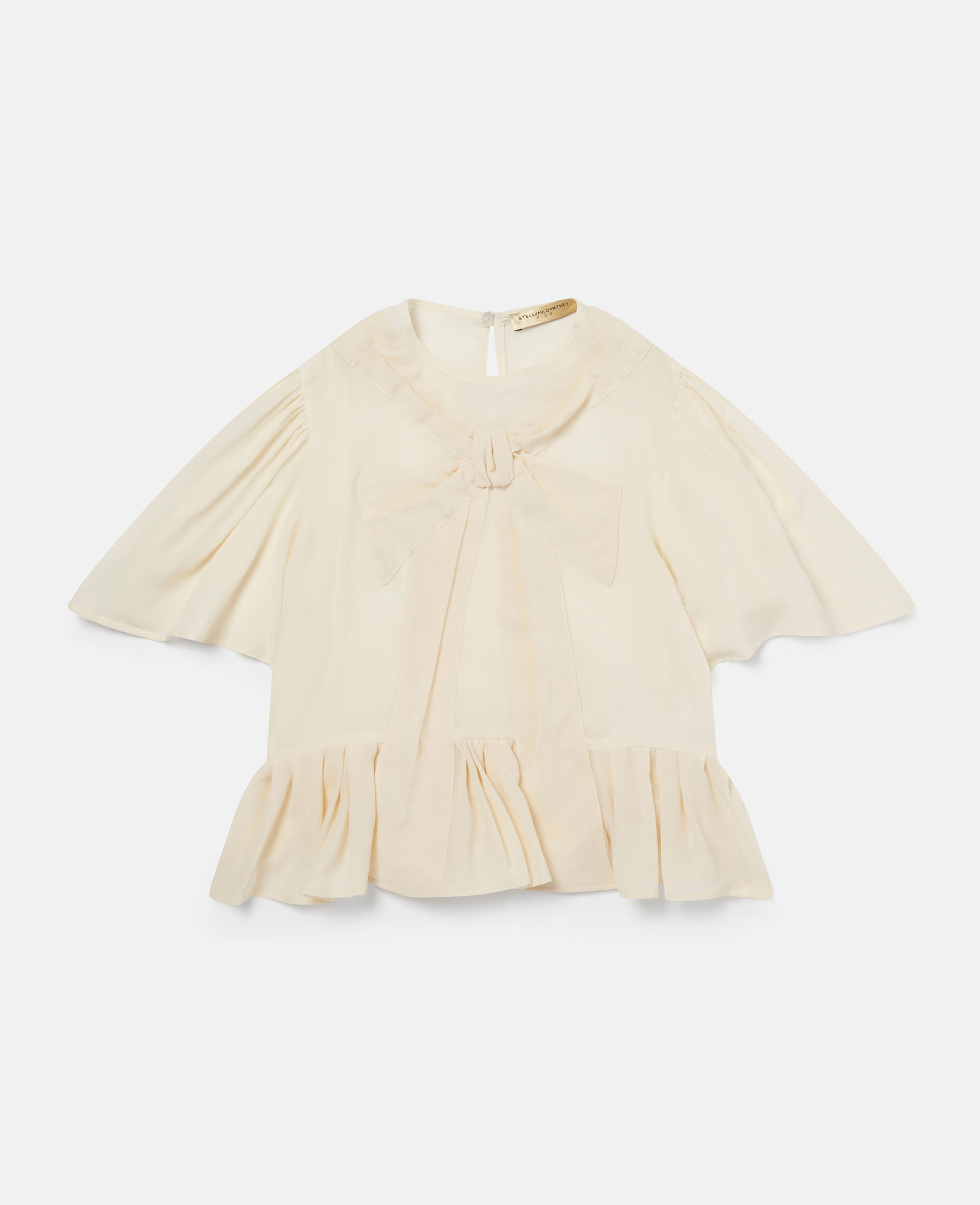 Silk Bow Patch Top-White-large image number 0