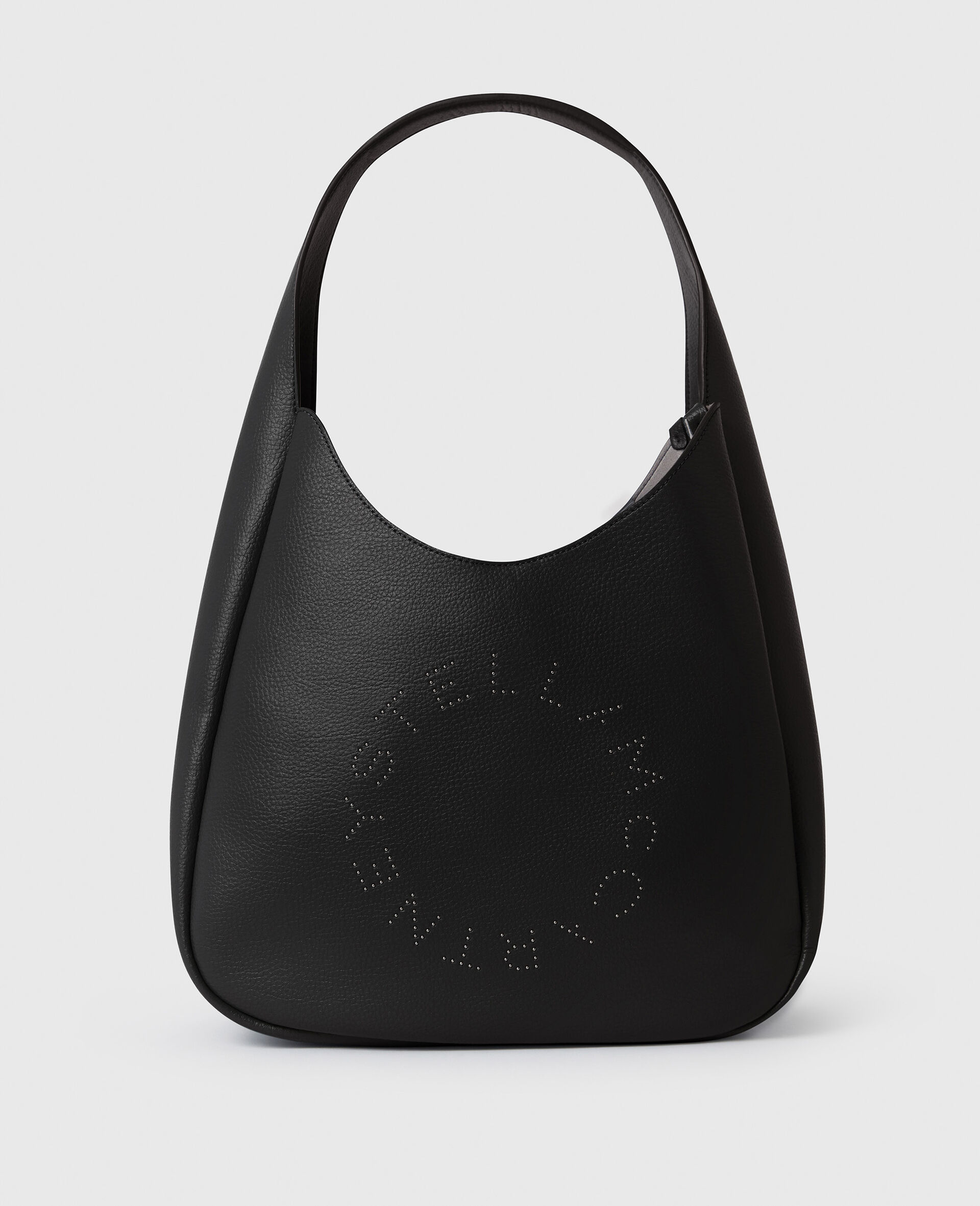 Logo Studded Large Hobo Bag-Black-medium