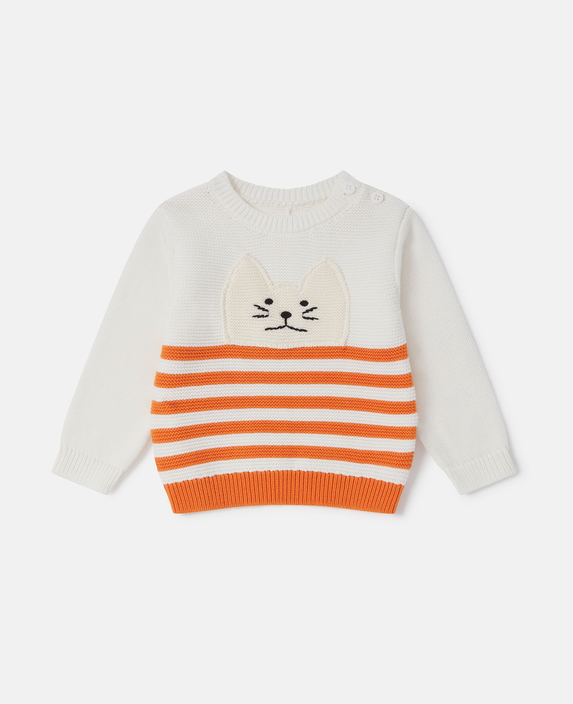 Cat Graphic Embroidered Jumper-Cream-large image number 0
