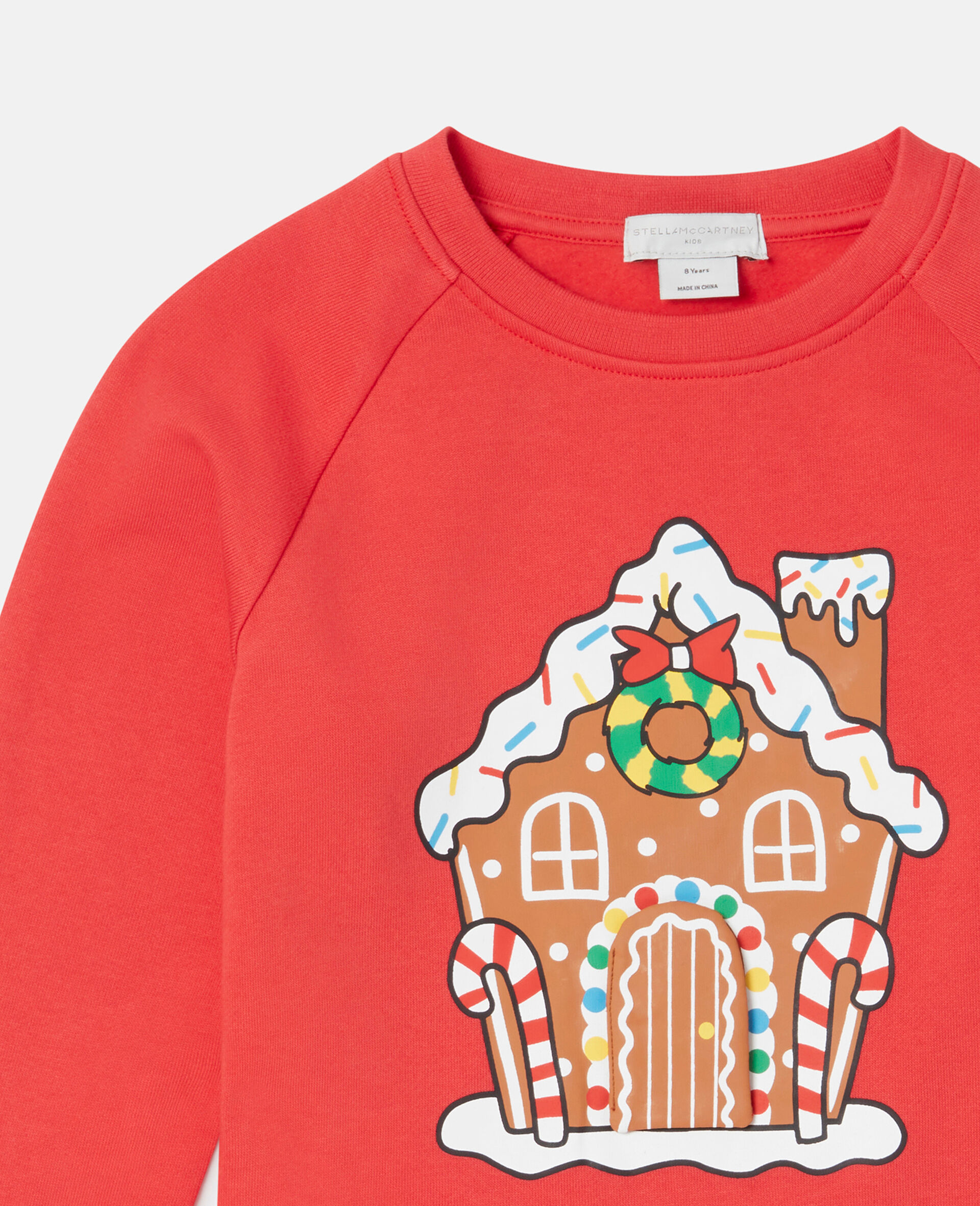 Gingerbread House Motif Sweatshirt-Red-large image number 1