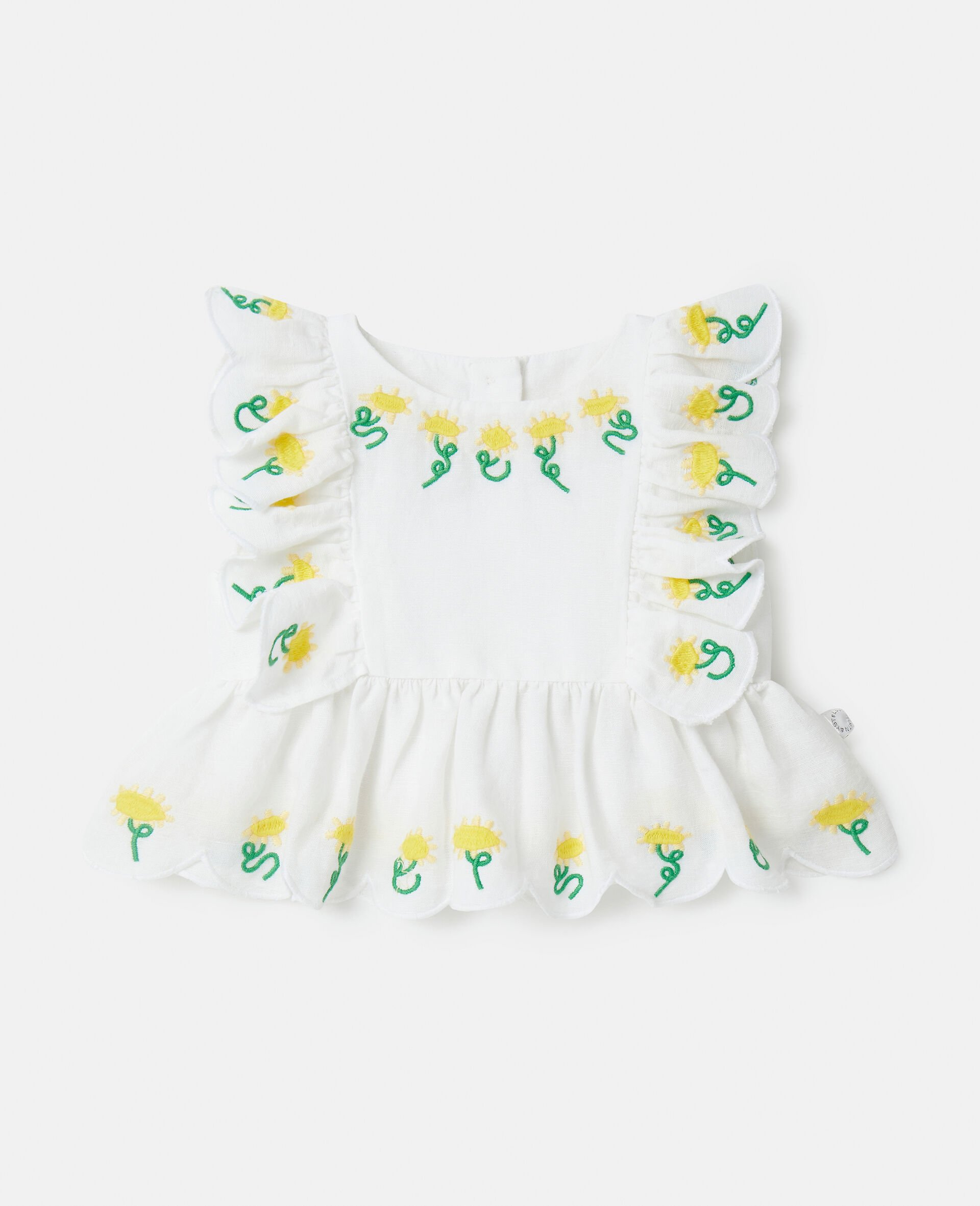 Flower Embroidery Smock Top-White-large image number 0