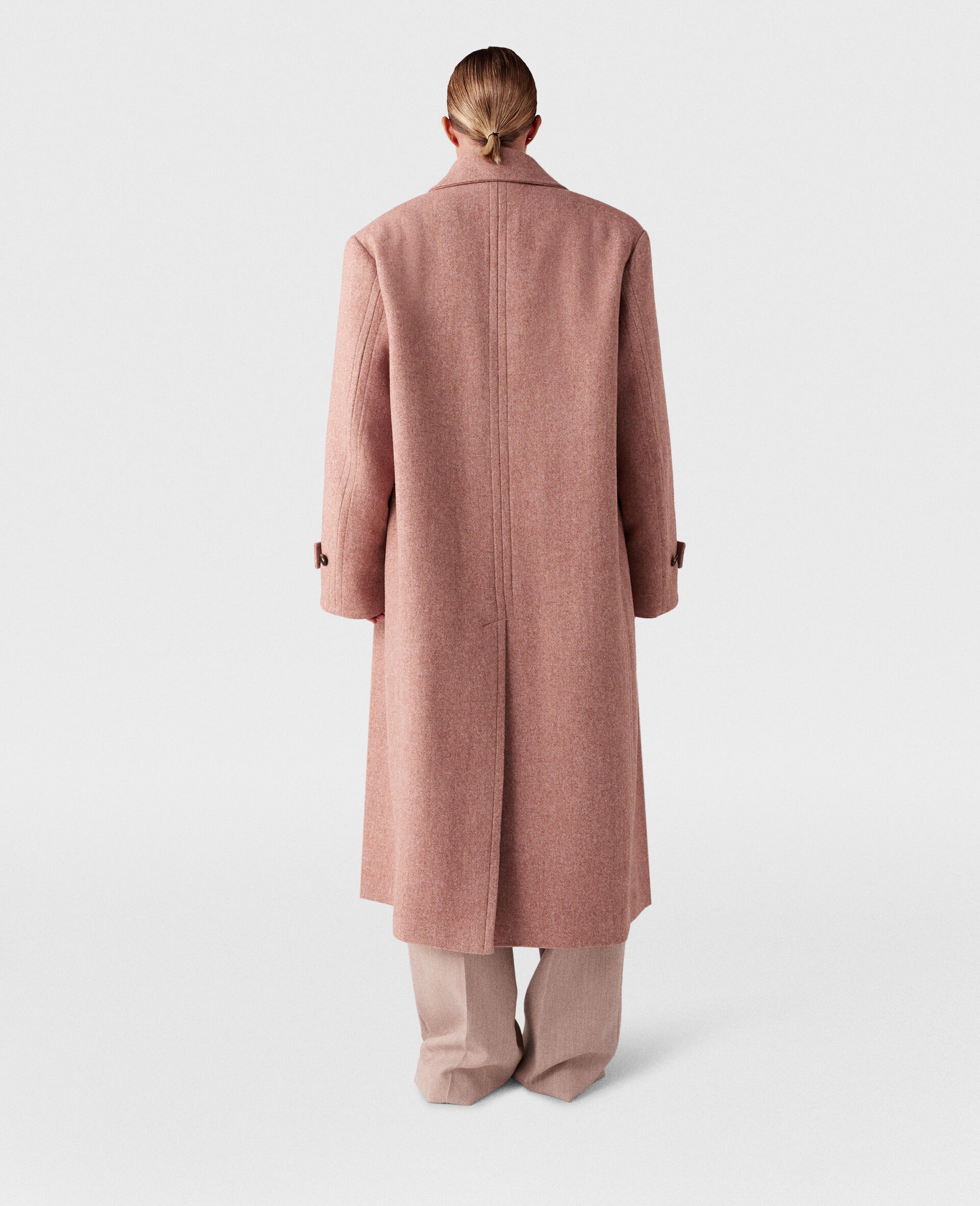 Double Breasted Long Coat-Pink-large image number 4