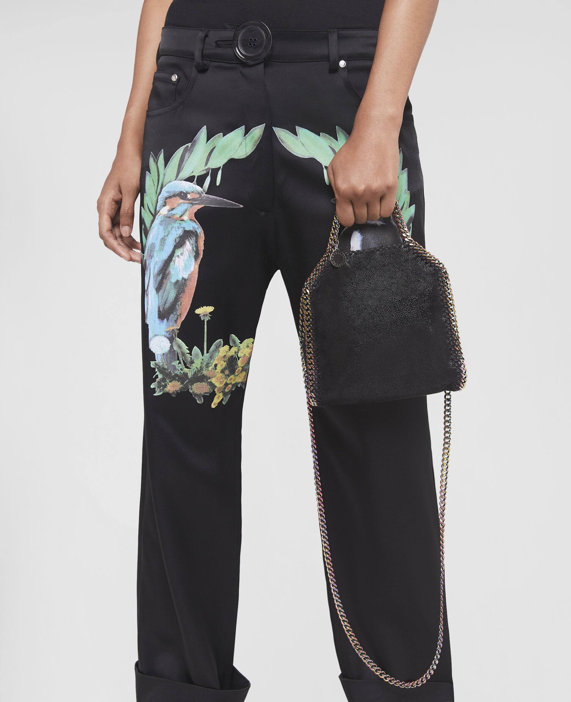 Falabella Holographic Chain Tiny Tote Bag-Black-large image number 1