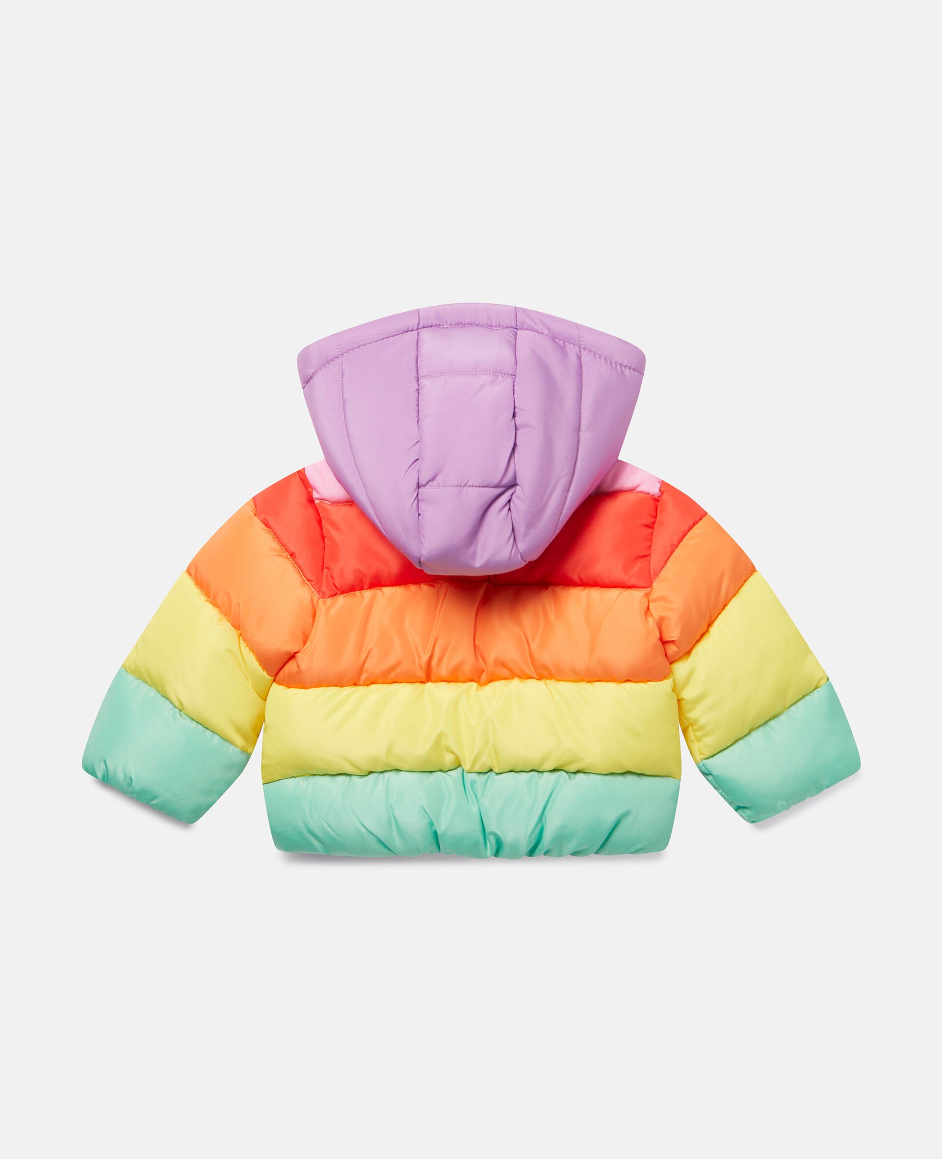 Rainbow Striped Puffer Jacket-Multicoloured-large image number 3