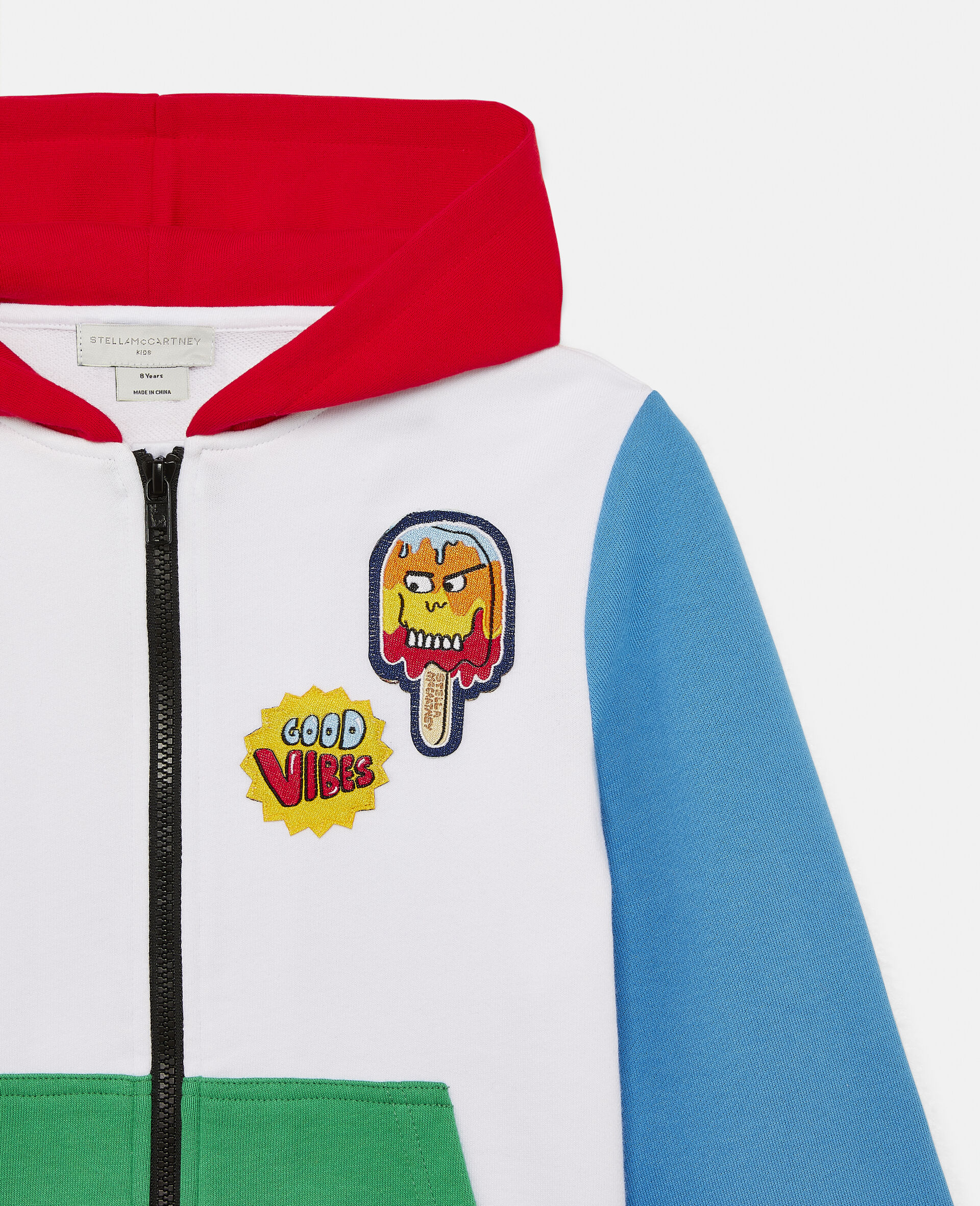 Colour Block Fleece Zip Hoodie-Multicolour-large image number 1