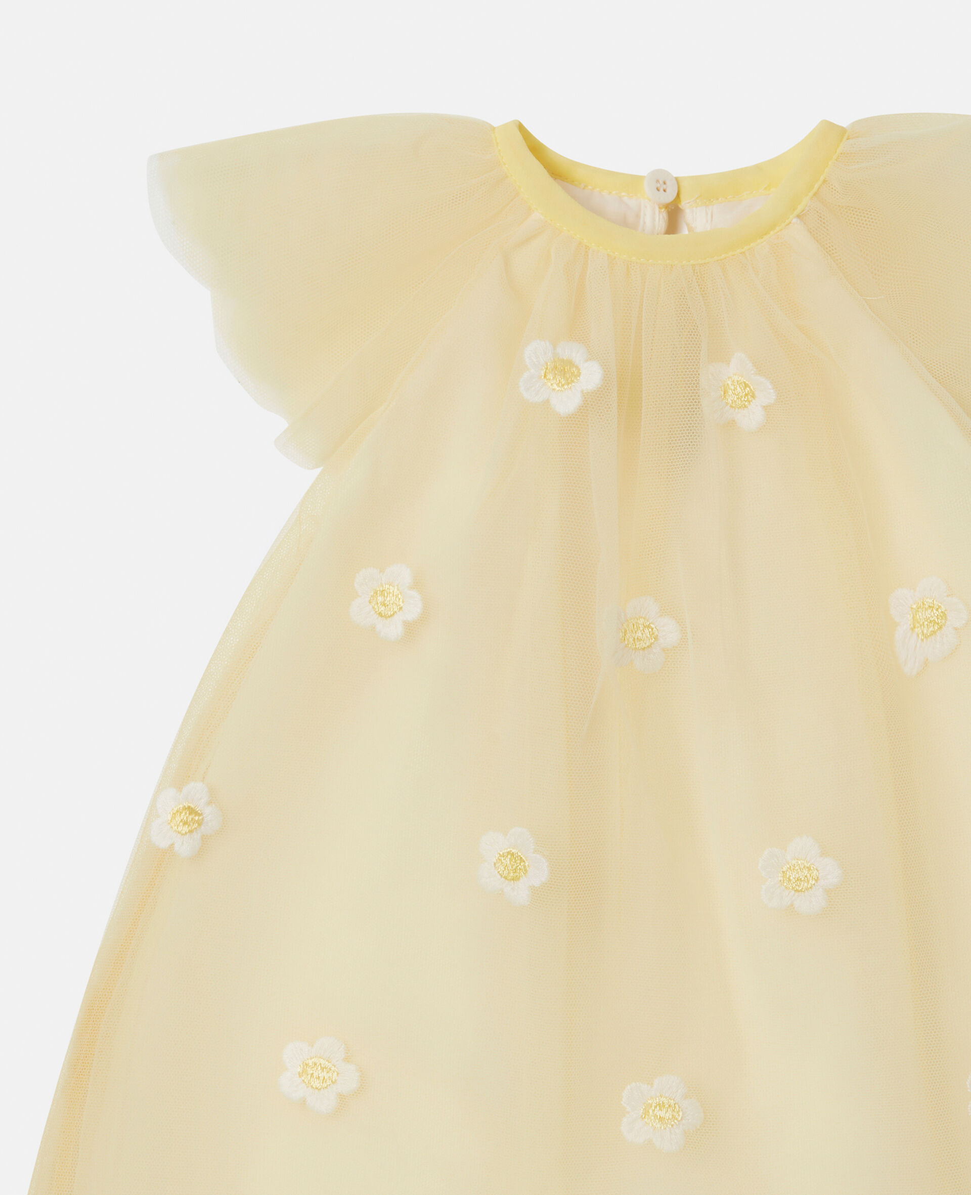 Daisy Embroidery Tulle Dress-Yellow-large image number 1