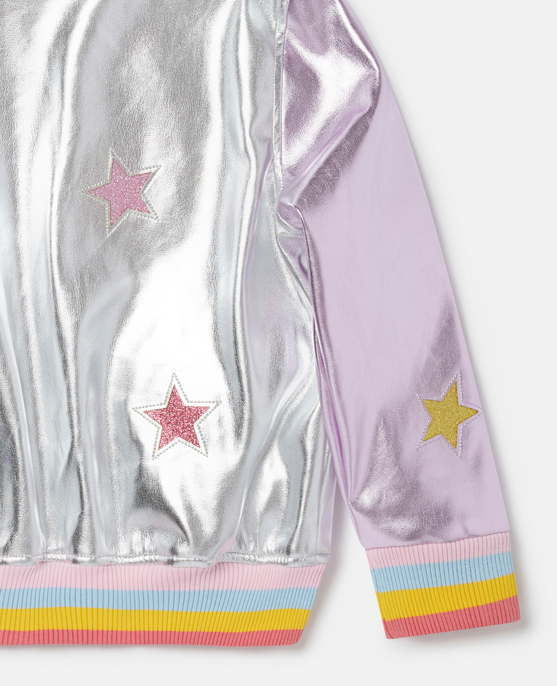 Metallic Star Appliqu&eacute; Bomber Jacket-Multicolour-large image number 3