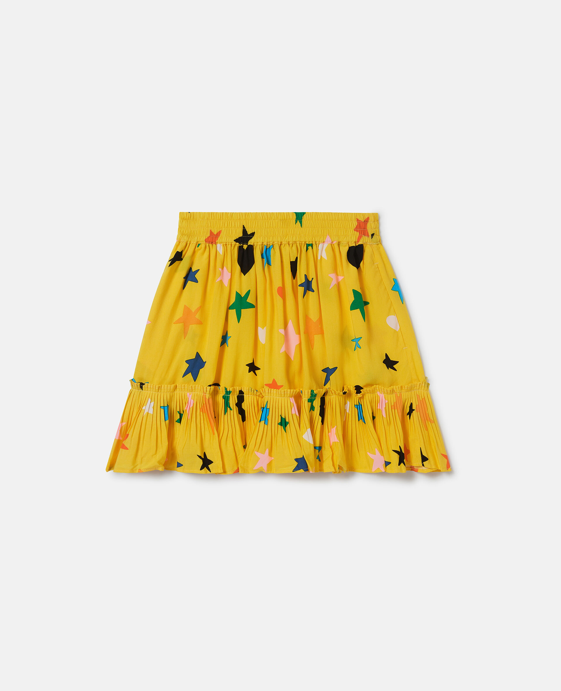 Star Print Tiered Skirt-Yellow-large image number 0