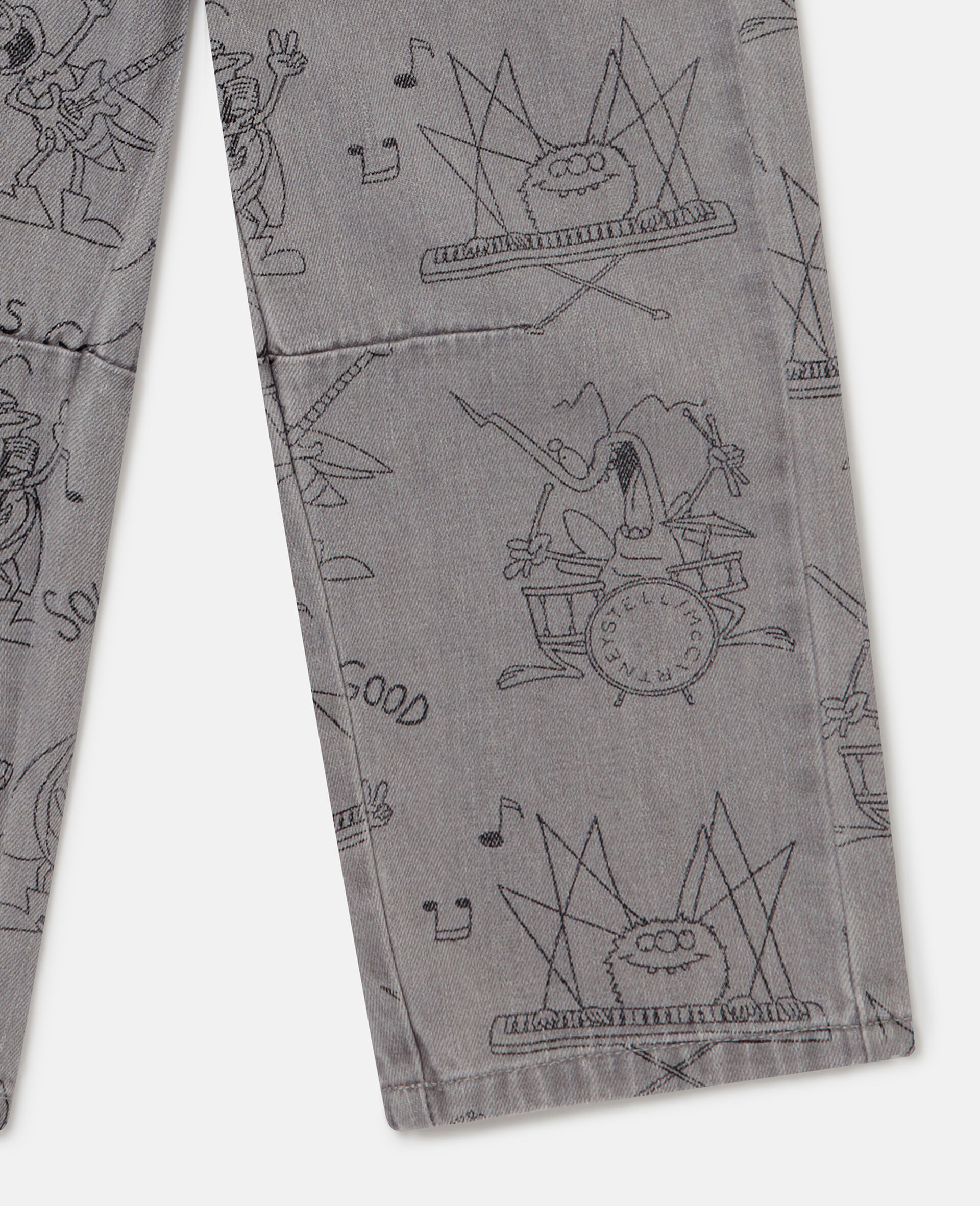 Bug Band Print Denim Jeans-Grey-large image number 3