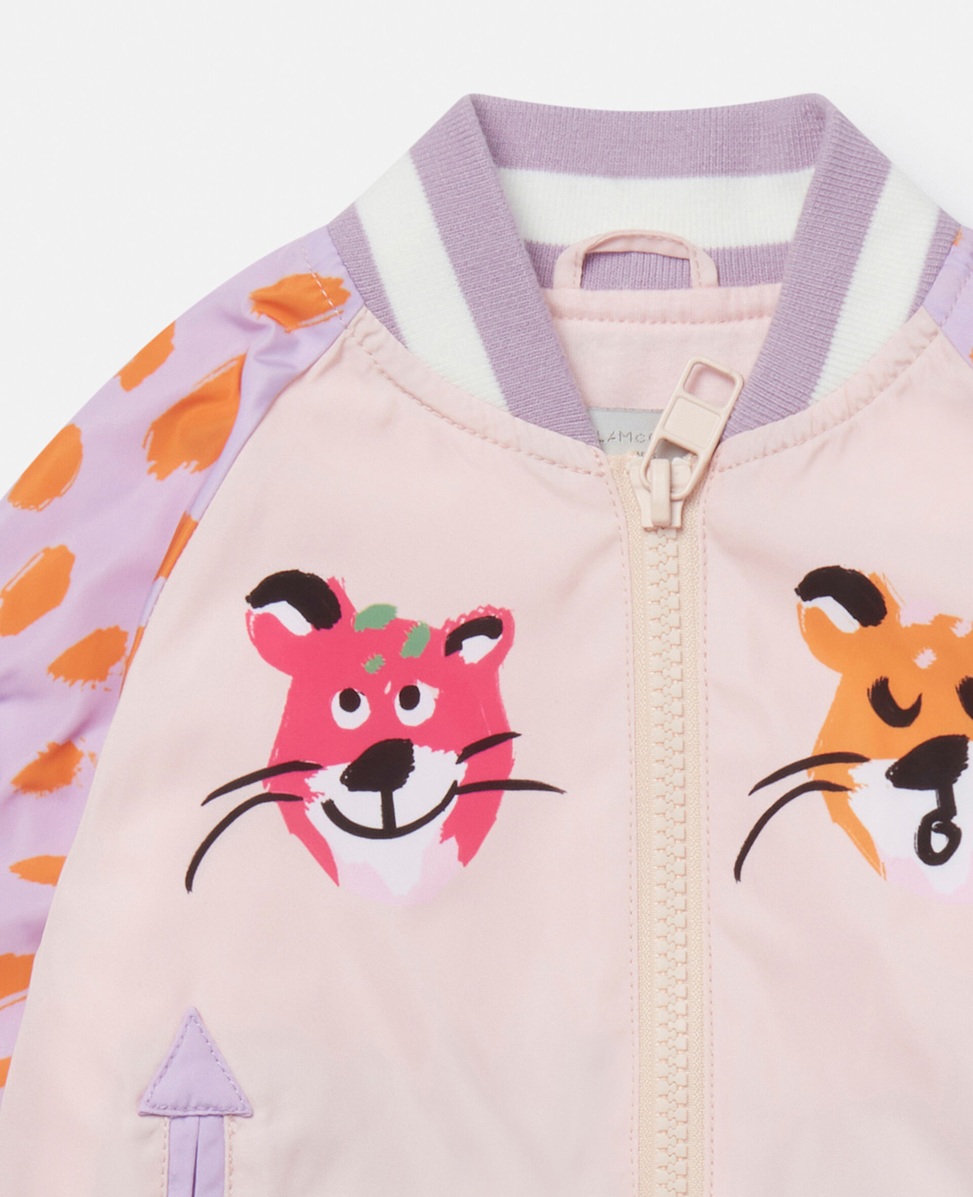 Cheetah Face Bomber Jacket-Pink-large image number 1