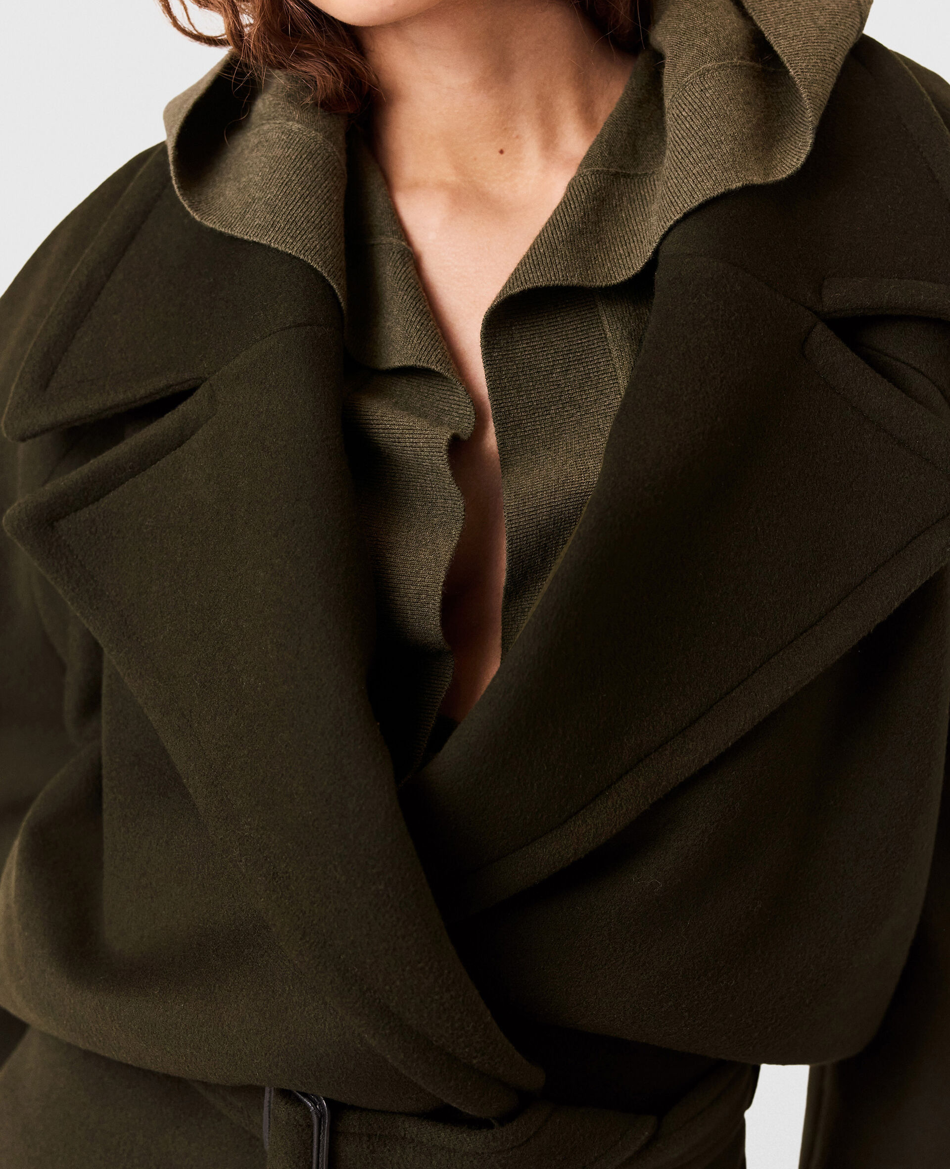 Veste trench ceinturee courte-Vert-large image number 3