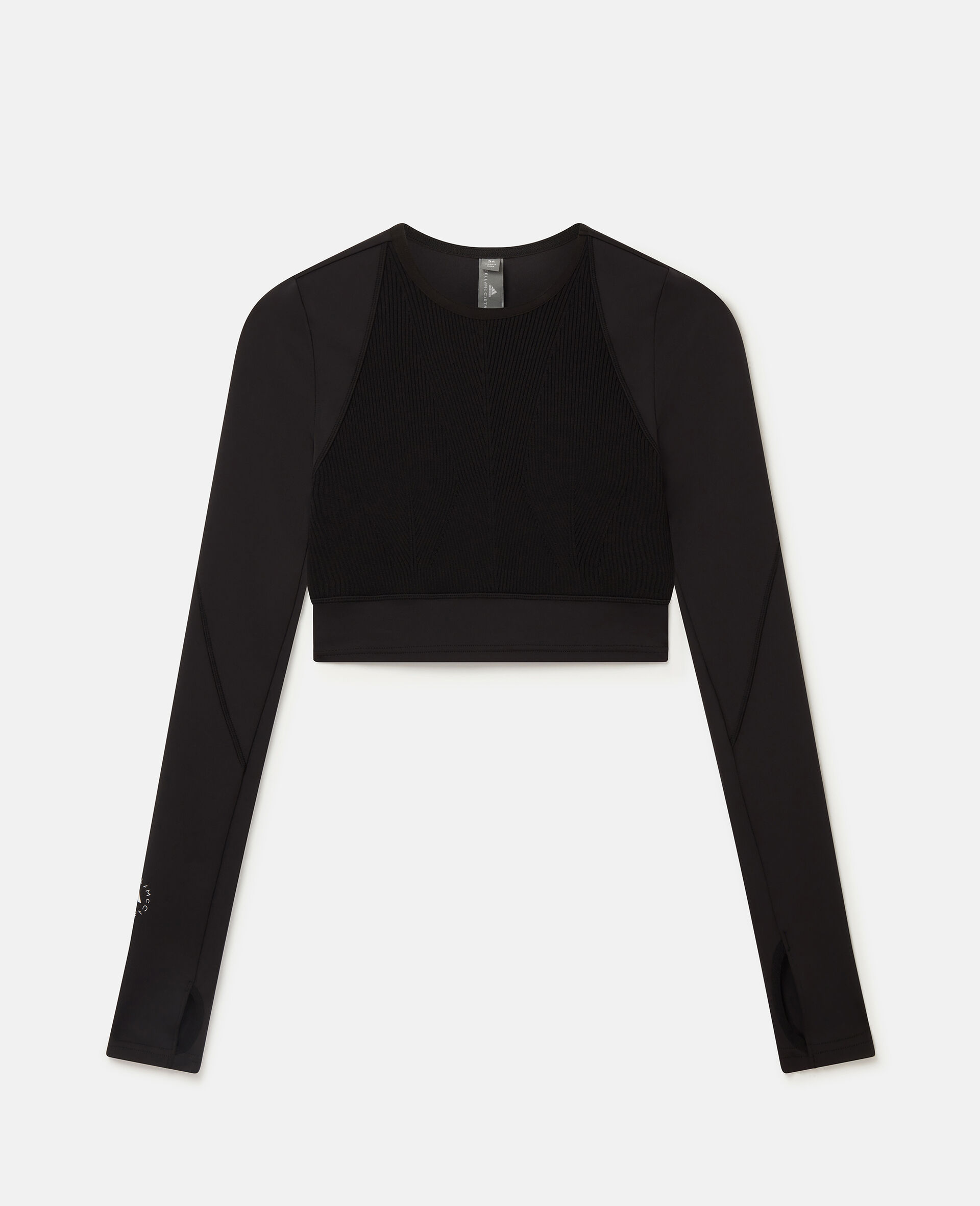 Women Core Black TrueStrength Seamless Long Sleeve Crop Top Stella McCartney CA