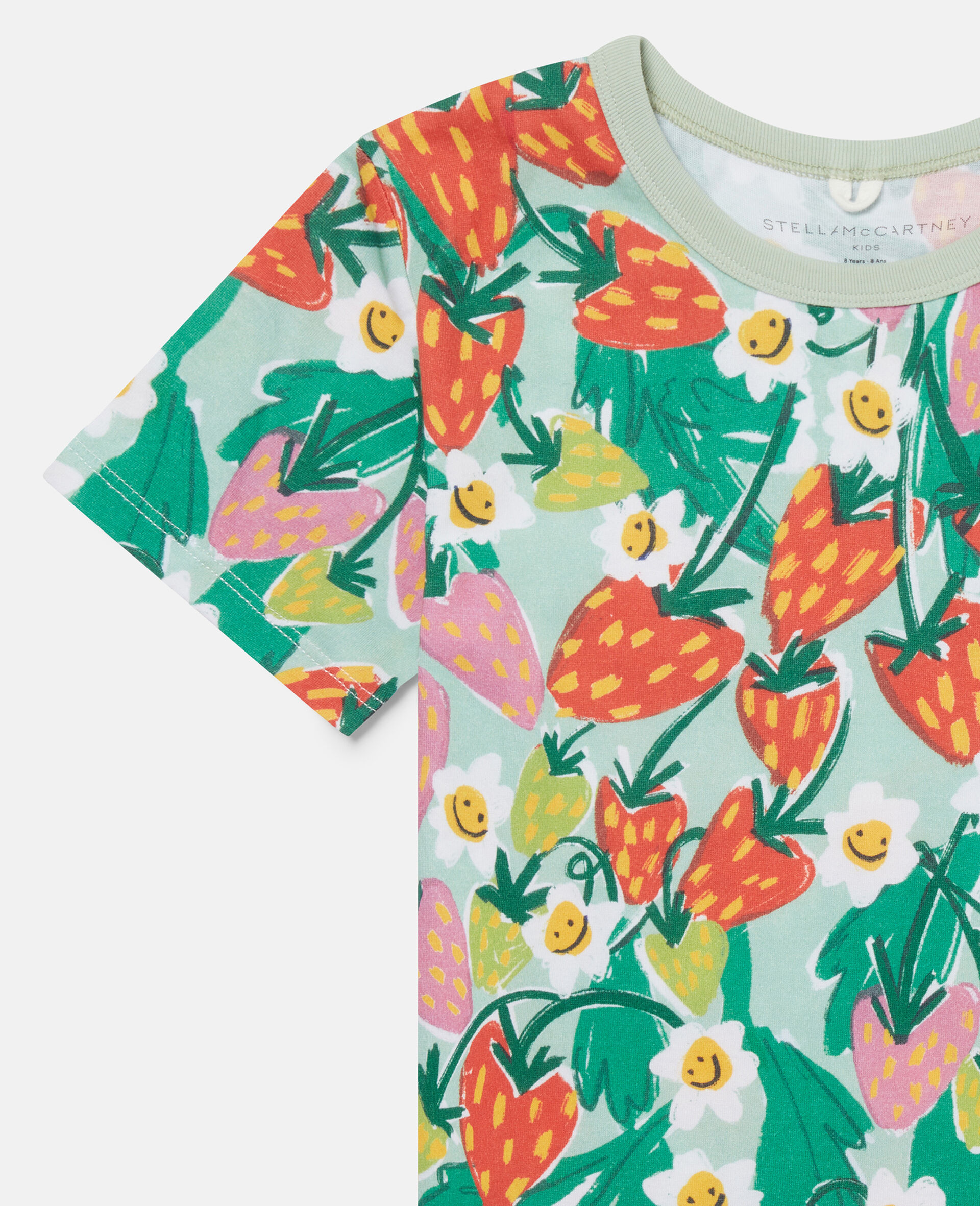 Strawberry Print T-Shirt-Green-large image number 0