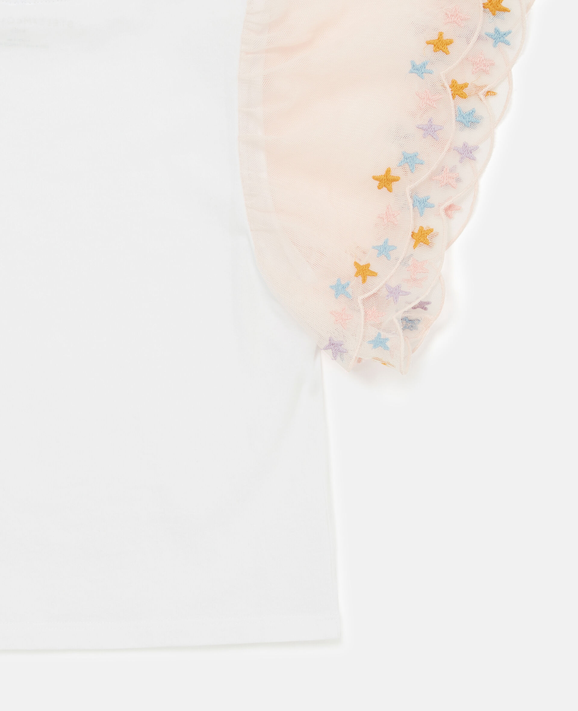 Scallop Trim Sleeve T-Shirt-White-large image number 3