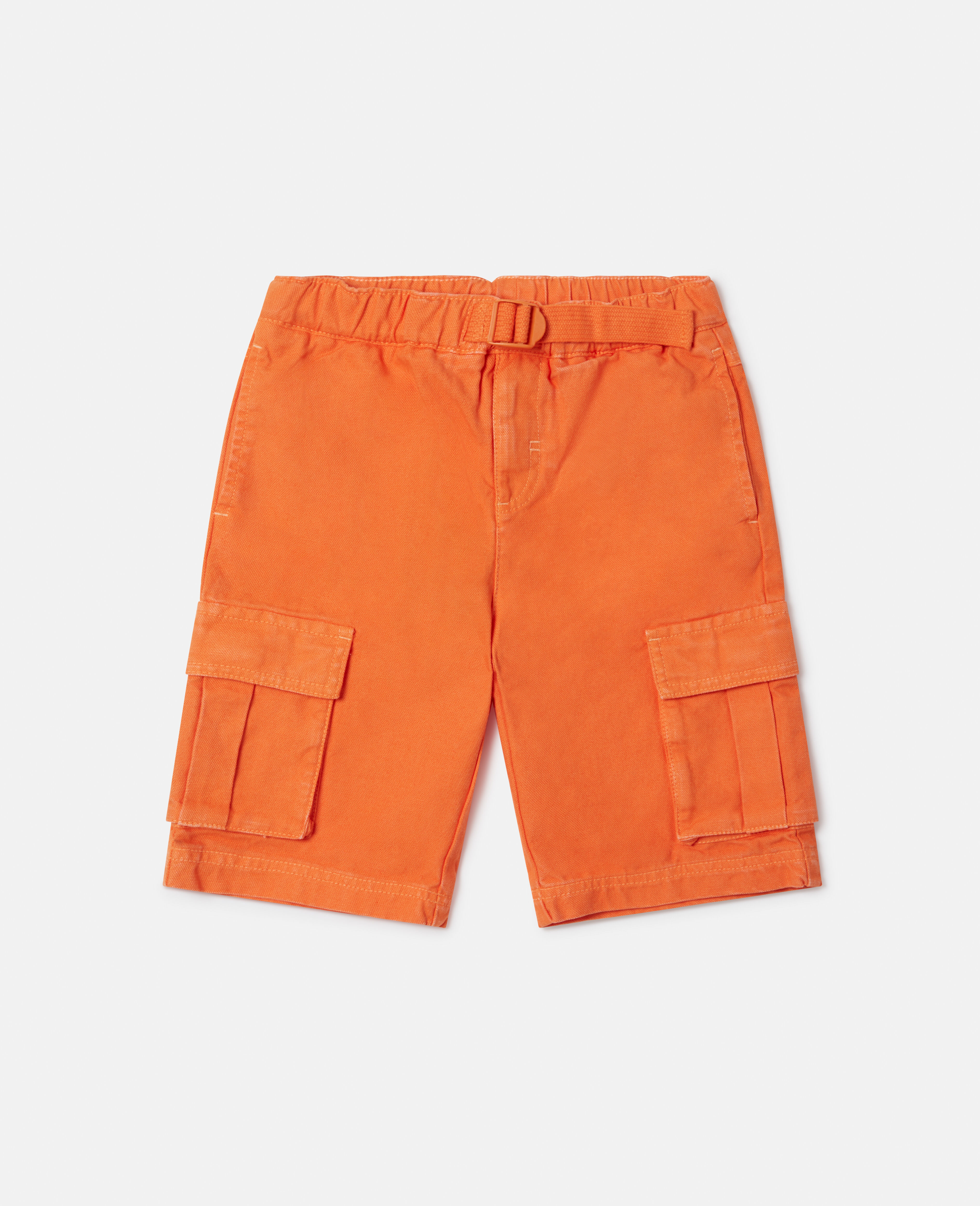 Women Orange Belted Waist Cargo Shorts Stella McCartney BE