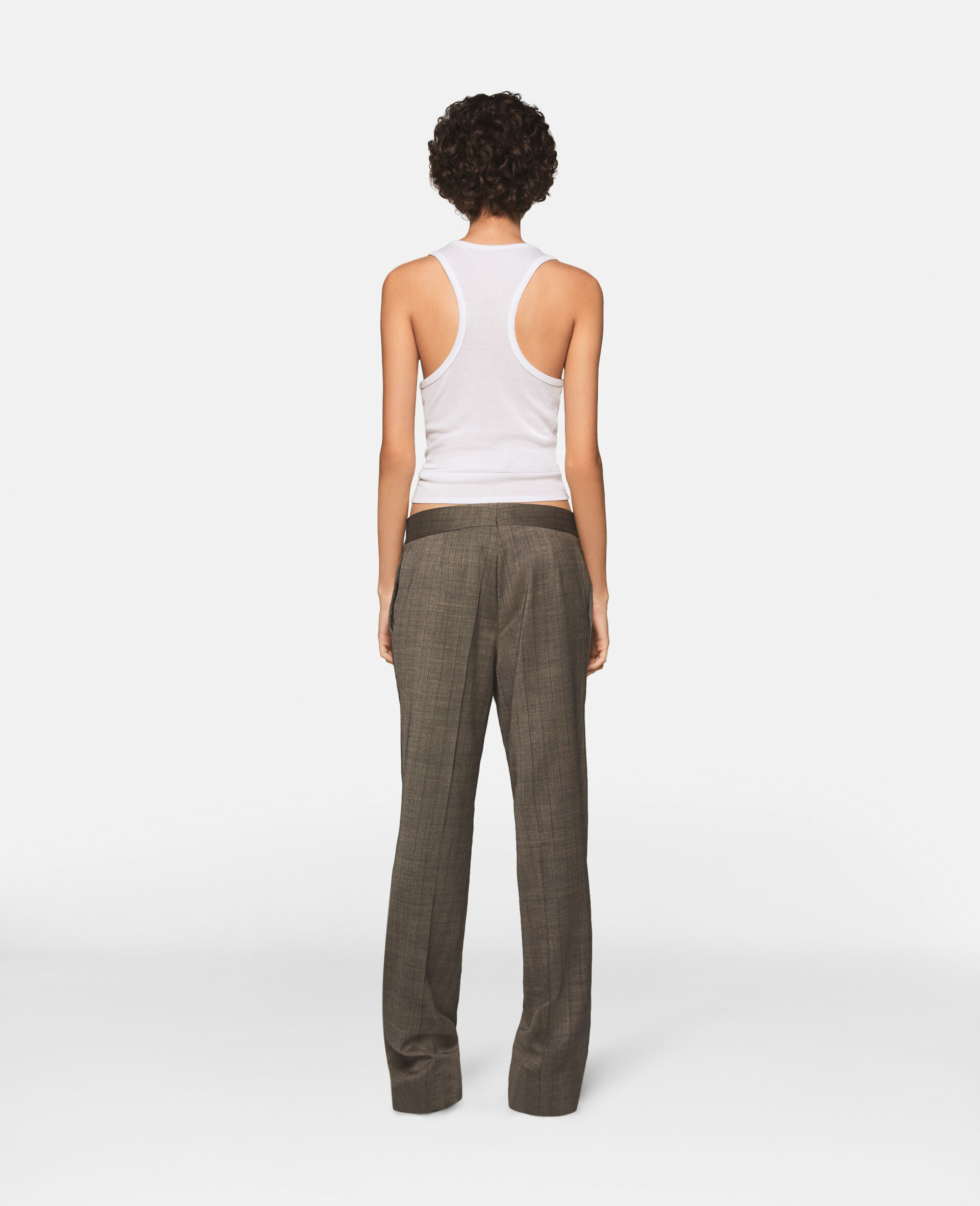 Pinstripe Mid-Rise Straight-Leg Wool Trousers -Grey-large image number 2