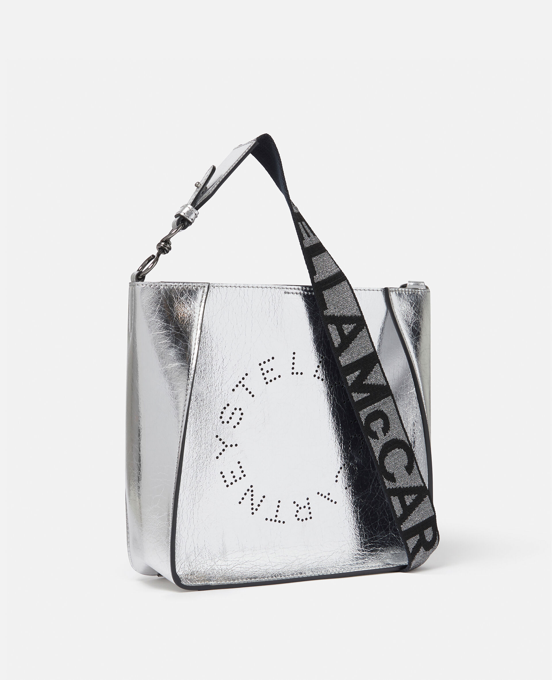 Stella Logo Metallic Shoulder Bag-Grey-large Stella Logo Metallic Shoulder Bag-Grey-large image number 1