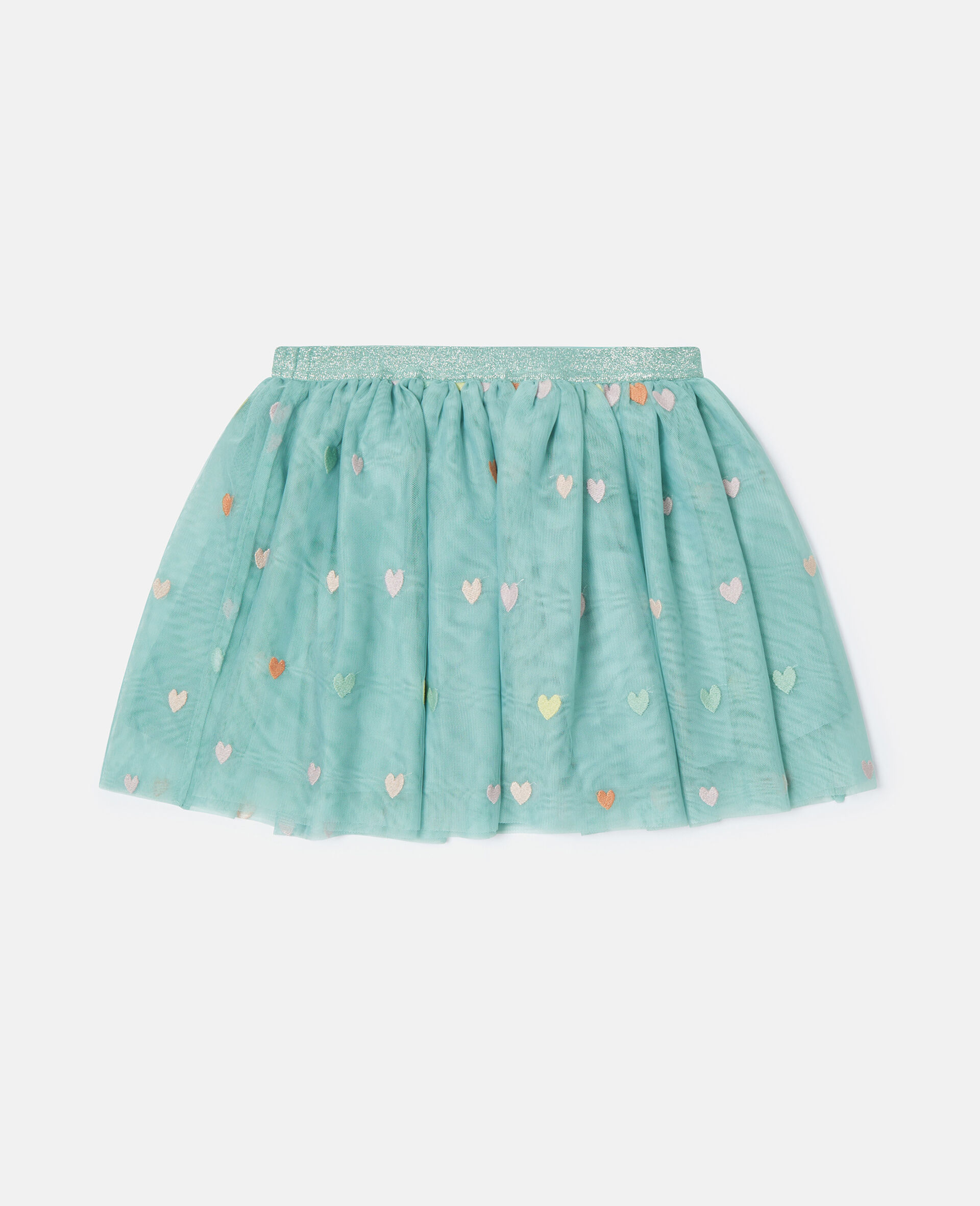 Gonna a Strati in Tulle con Ricamo Cuore-Grigio-large image number 2