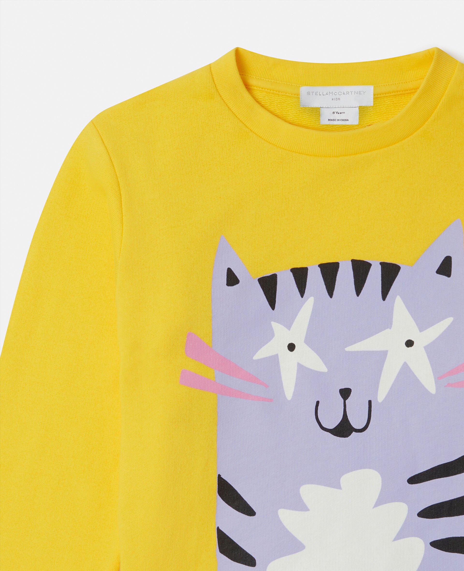 Cat Graphic Sweatshirt-Yellow-large Cat Graphic Sweatshirt-Yellow-large image number 1