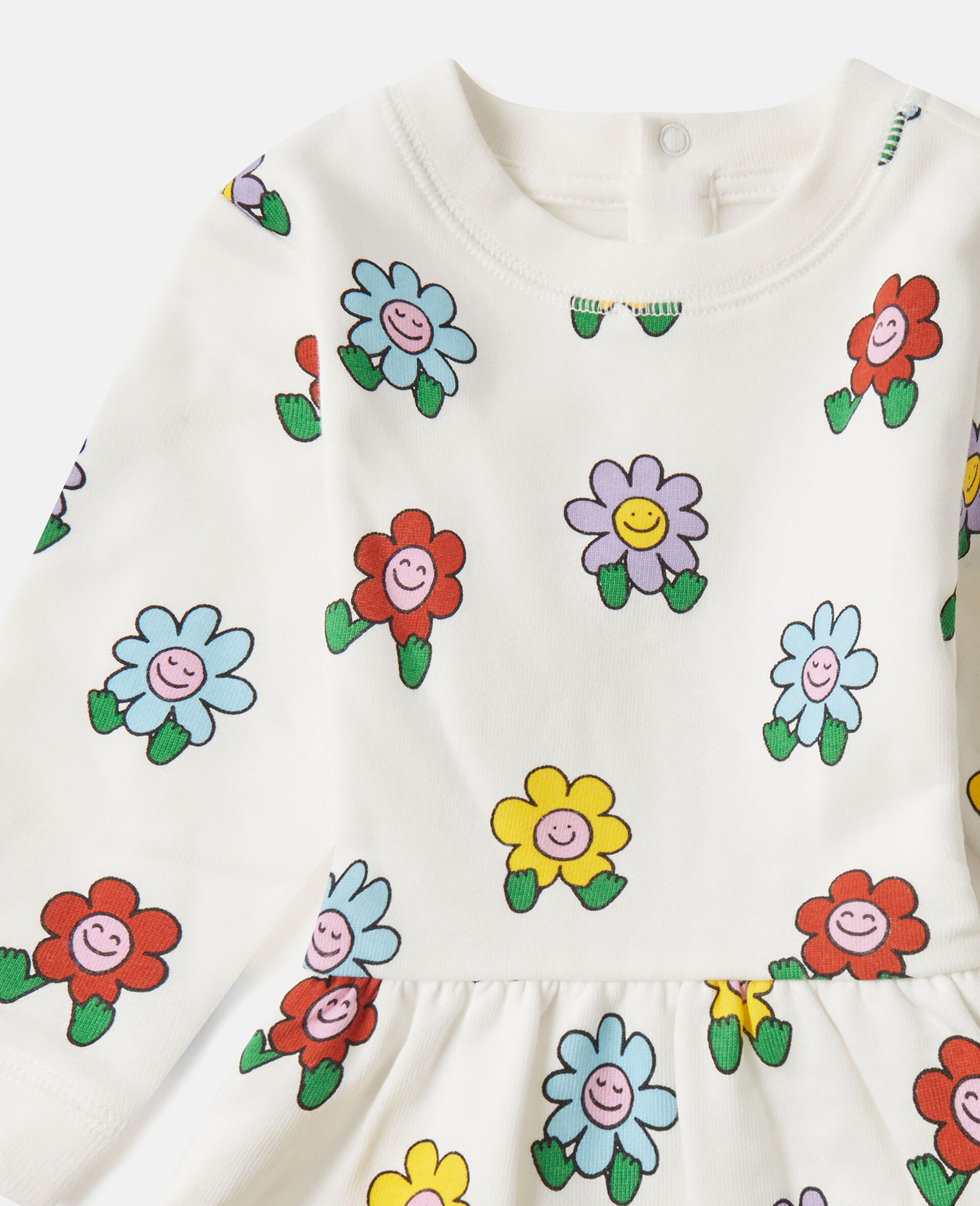 Robe a manches longues avec imprime fleurs-Blanc-medium