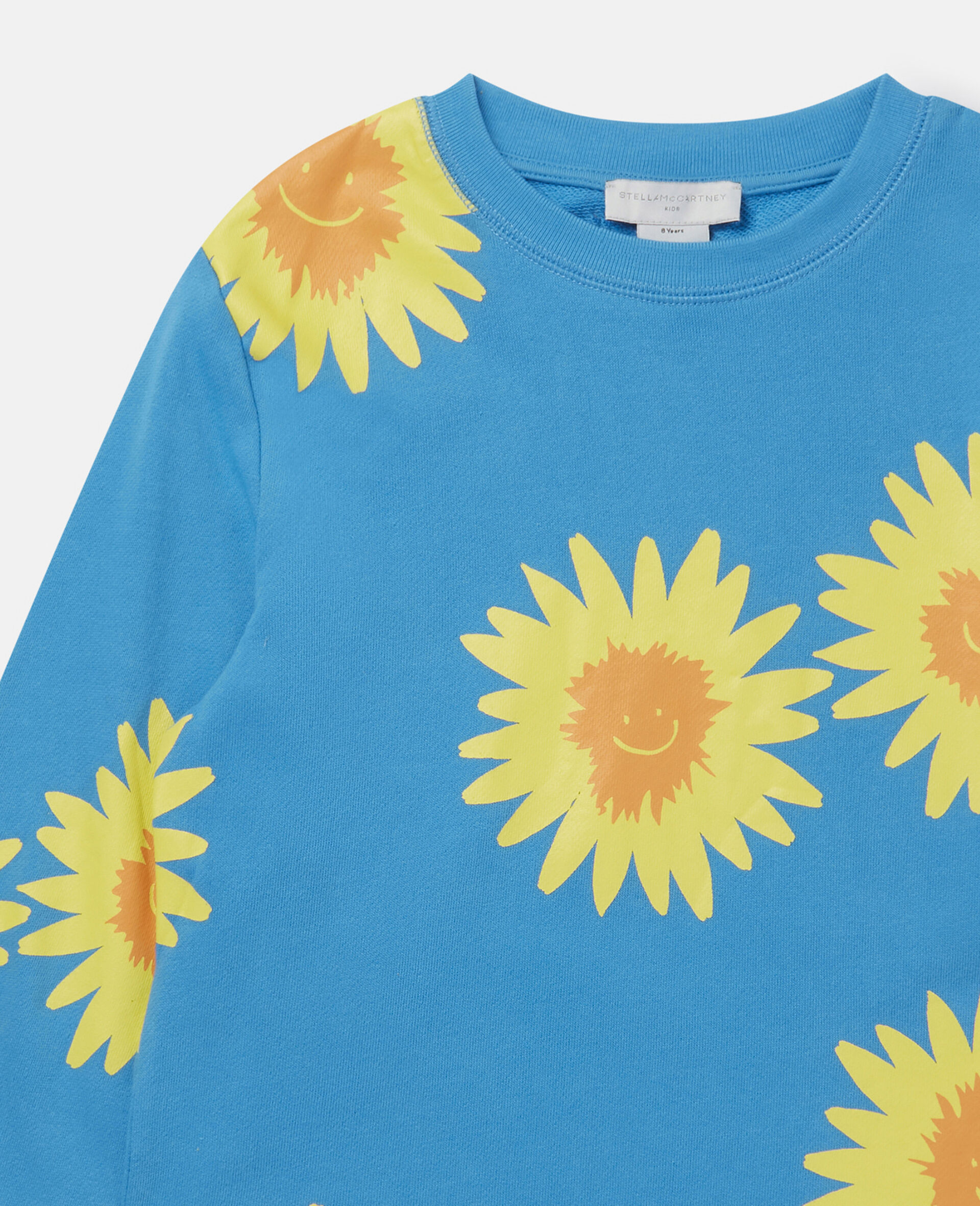 Sunflower Print Fleece Sweatshirt-Blue-large image number 1