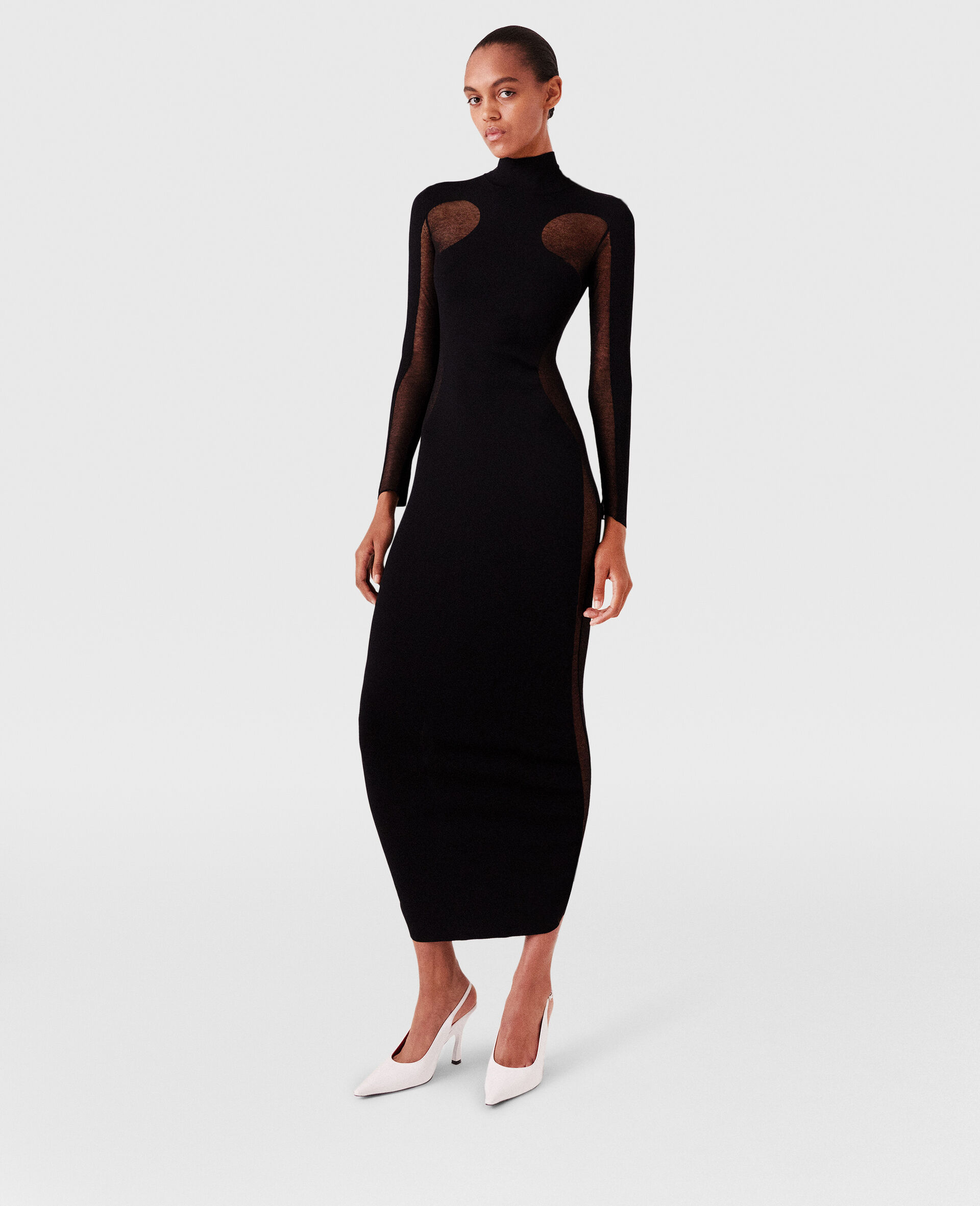 Miracle Long-Sleeve Compact-Knit Dress-Black-model