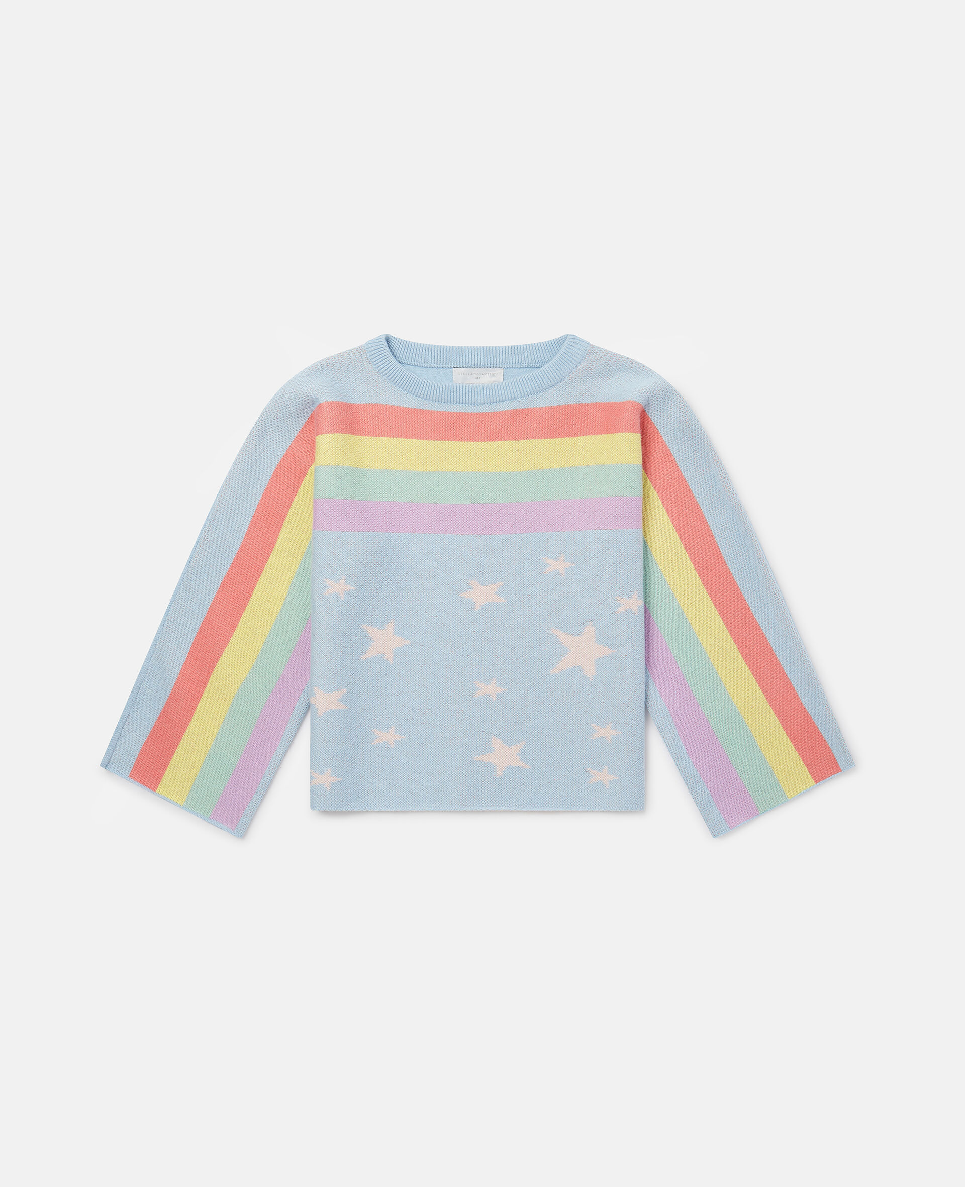 Rainbow Star Print Jumper-Blue-large image number 0