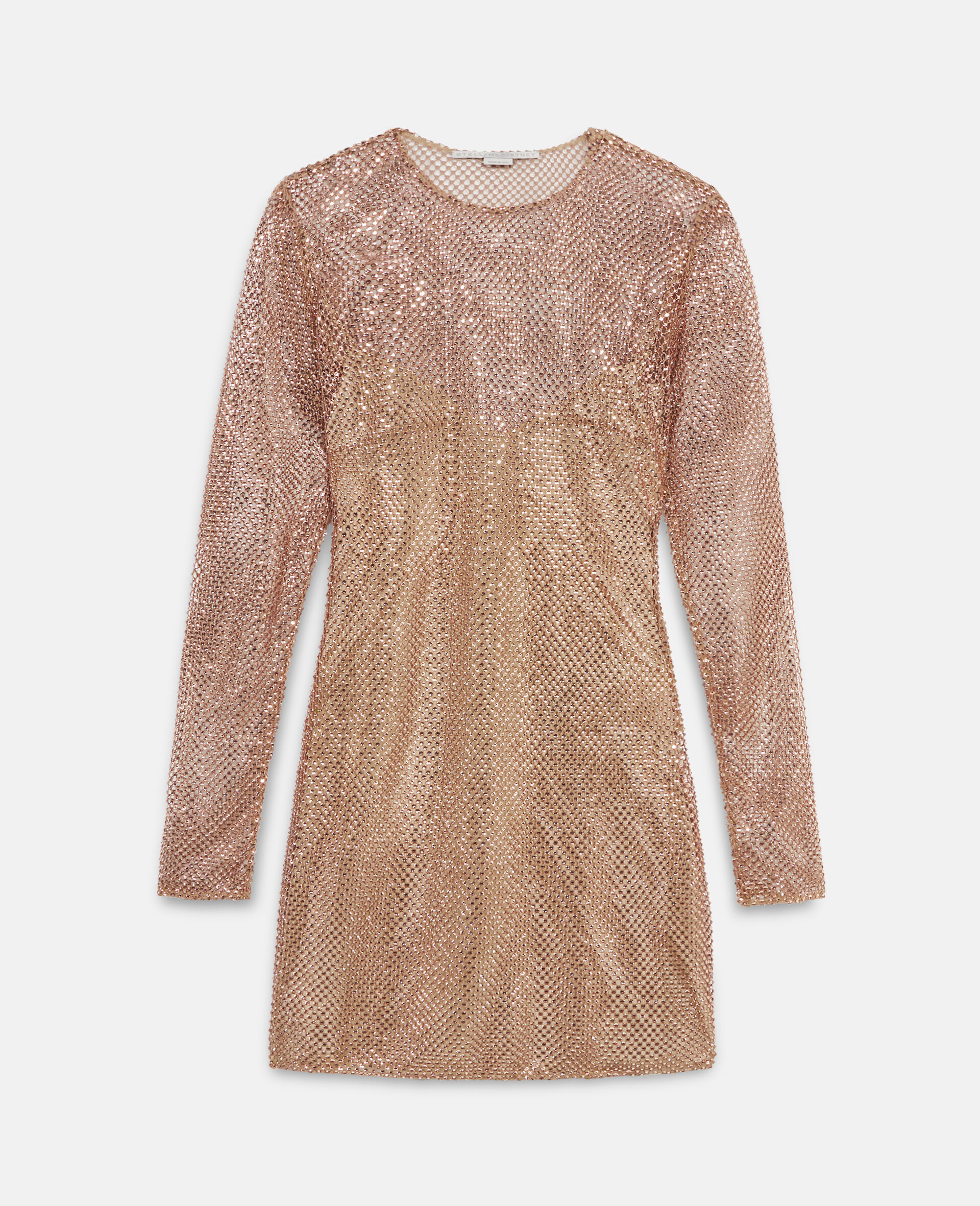 Crystal Mesh Silk Mini Dress-Pink-large image number 0