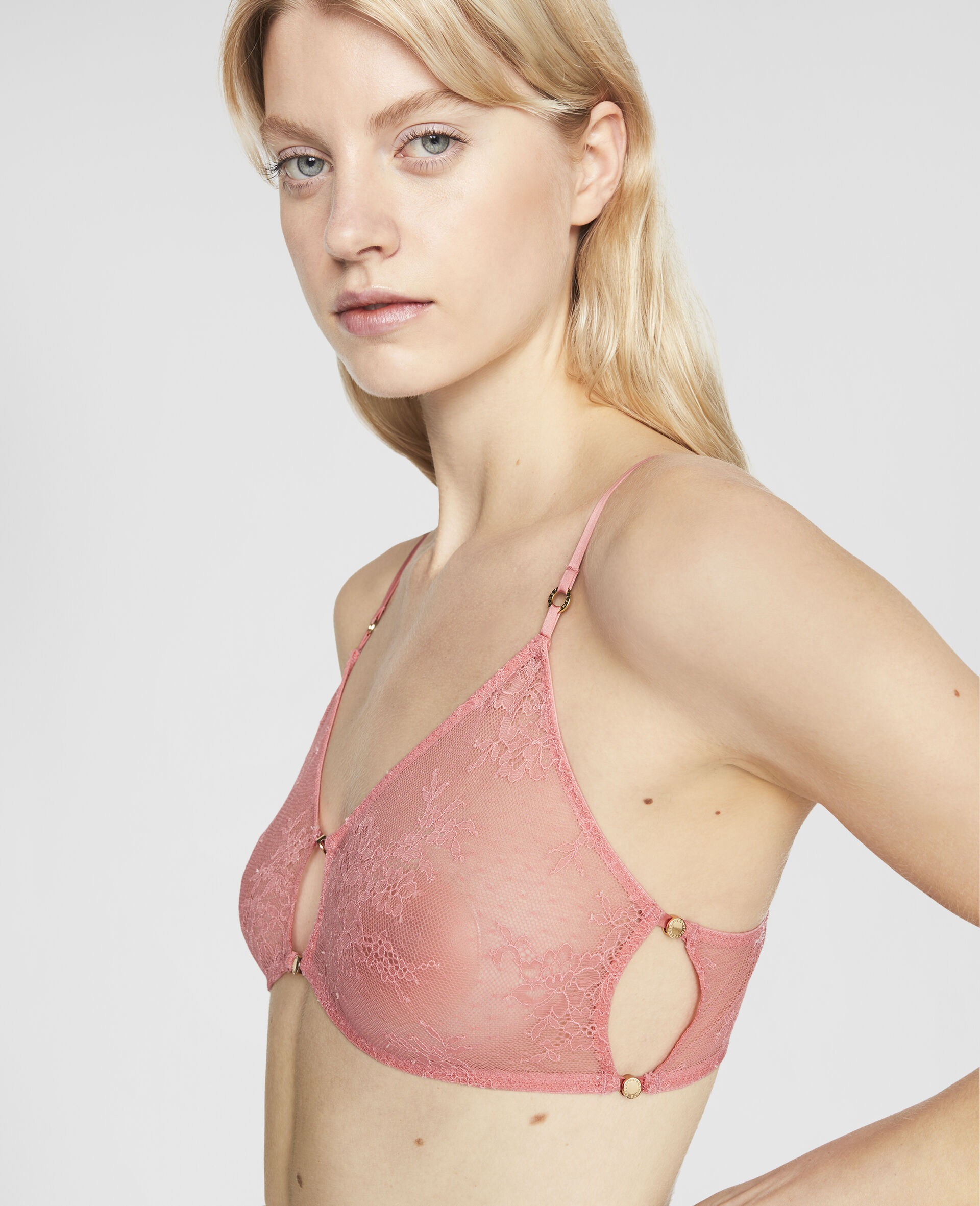 Floral Lace Bralette-Pink-large image number 3