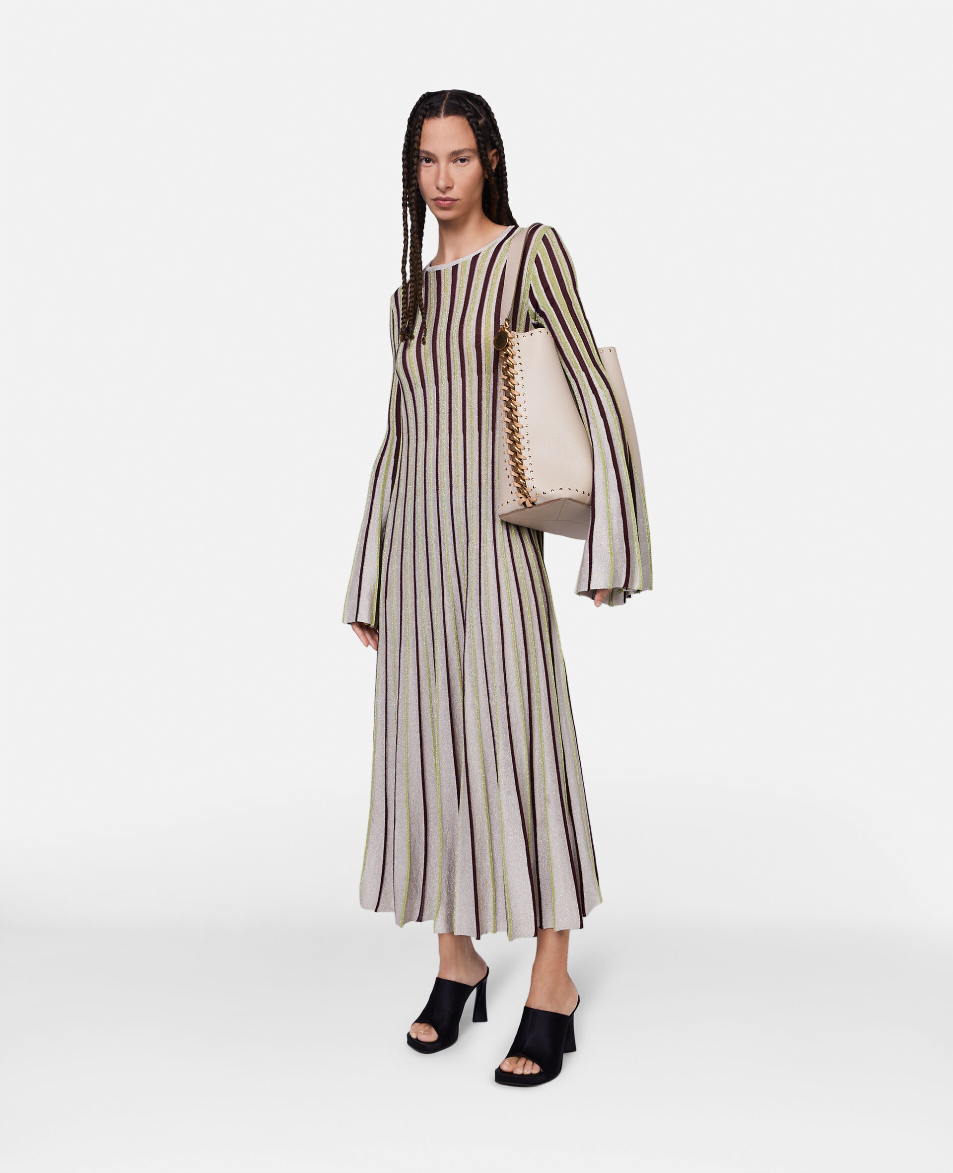 Lurex Rib Knit Midi Dress-Multicoloured-model