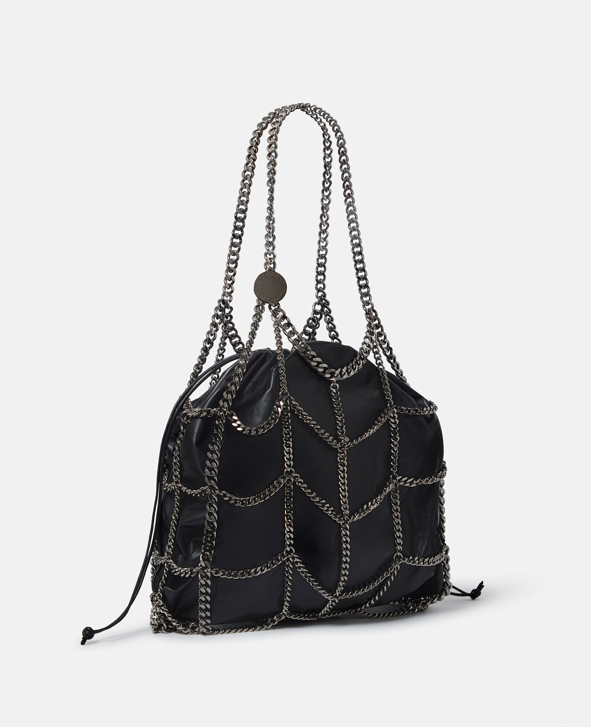 Women Pitch black Falabella Chain Cage Tote Bag | Stella Women Pitch black Falabella Chain Cage Tote Bag | Stella