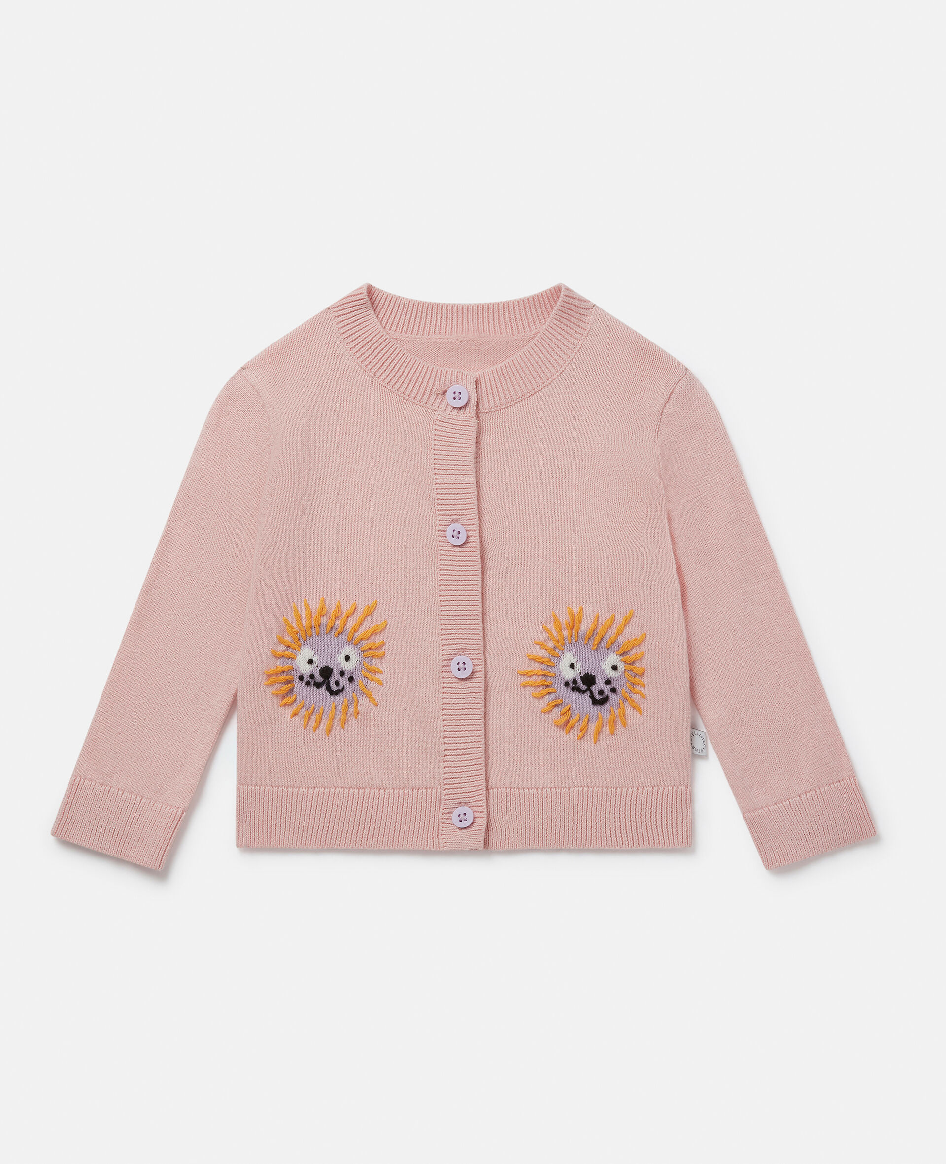 Lion Intarsia Knit Cardigan-Pink-large image number 0