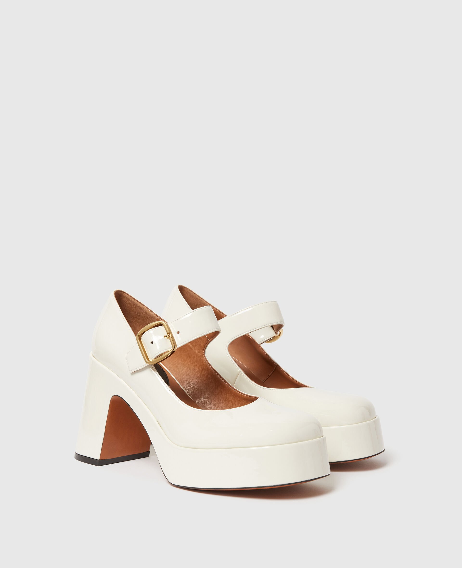 Patent Heeled Mary Janes-White-medium Patent Heeled Mary Janes-White-medium