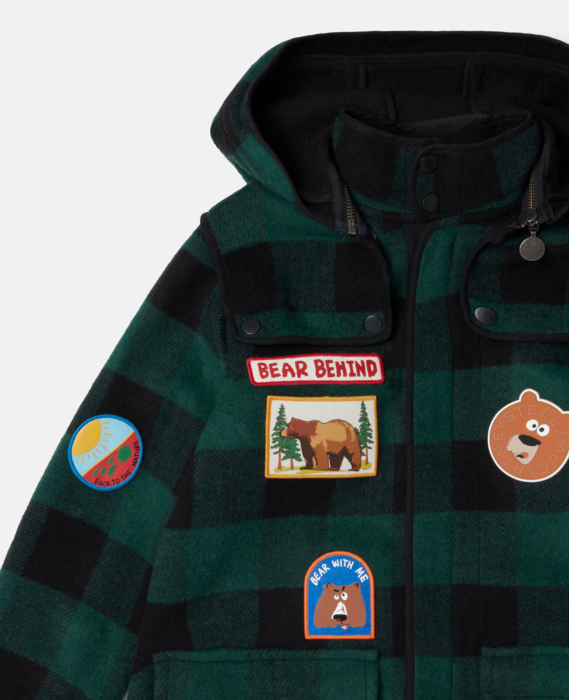 Checked Badge Overcoat-Black-large image number 1