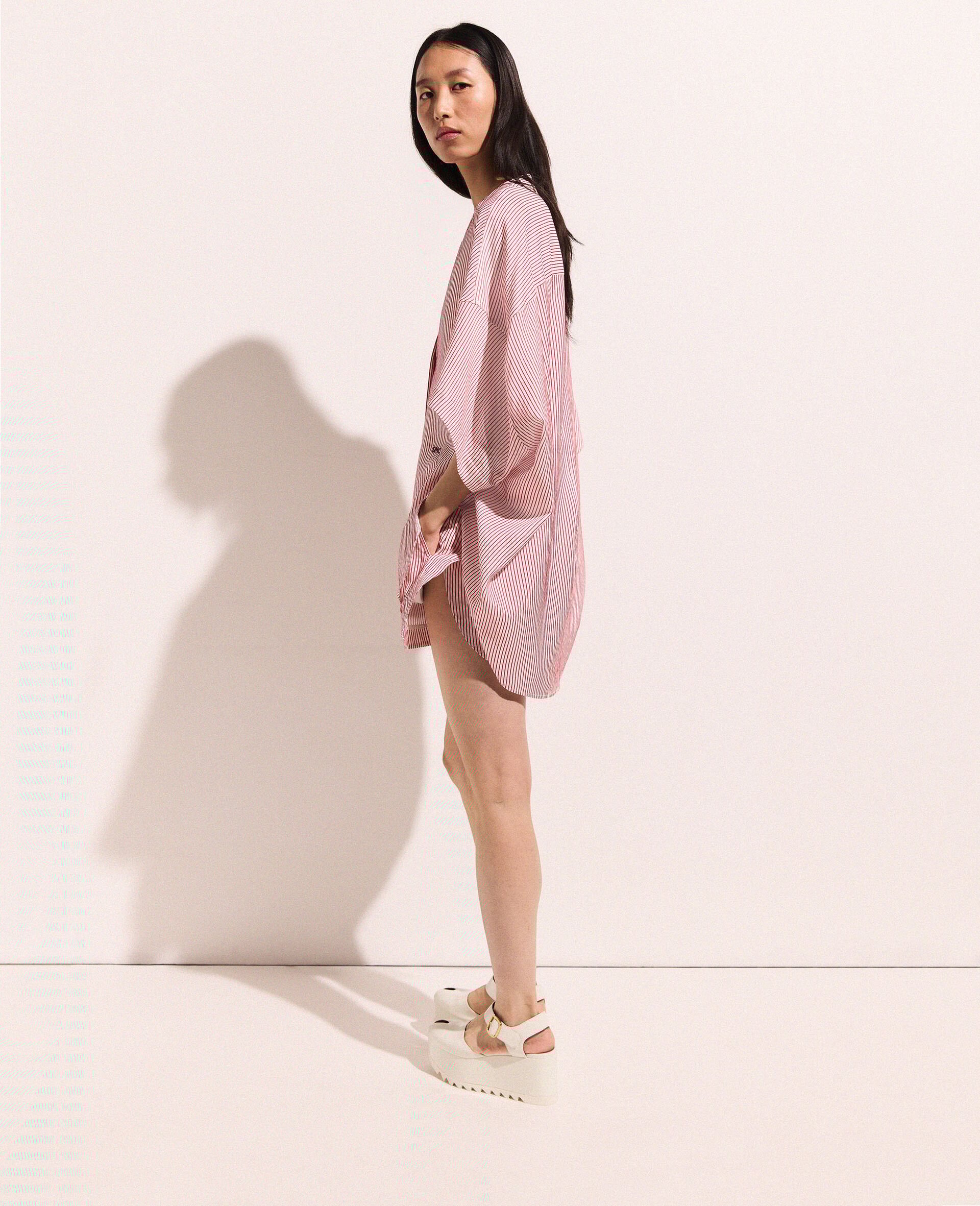 条纹短袖衬衫-白色-large image number 7