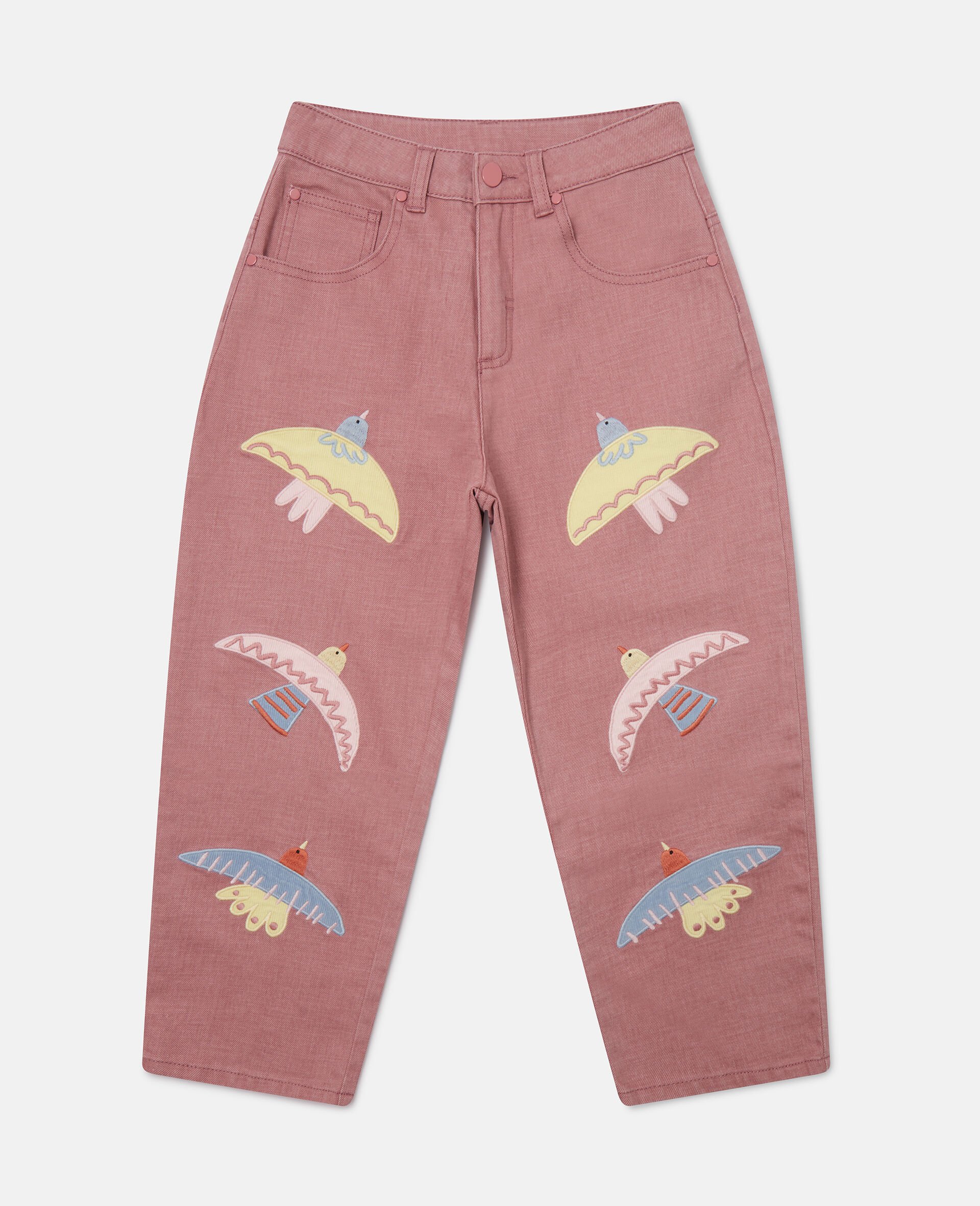 Dove Embroidered Denim Jeans-Pink-medium