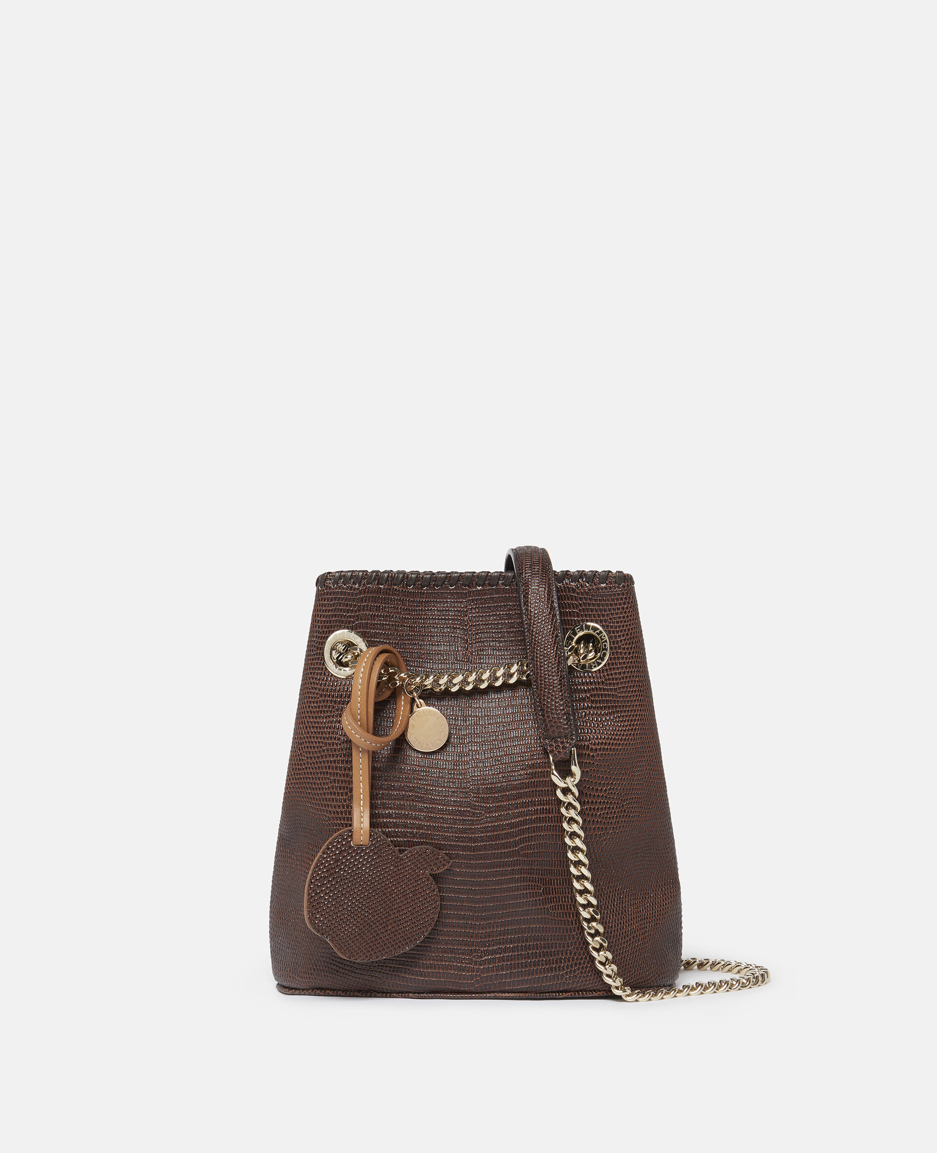 Women Chocolate brown Falabella Scale-Embossed Bucket Bag | Stella 
