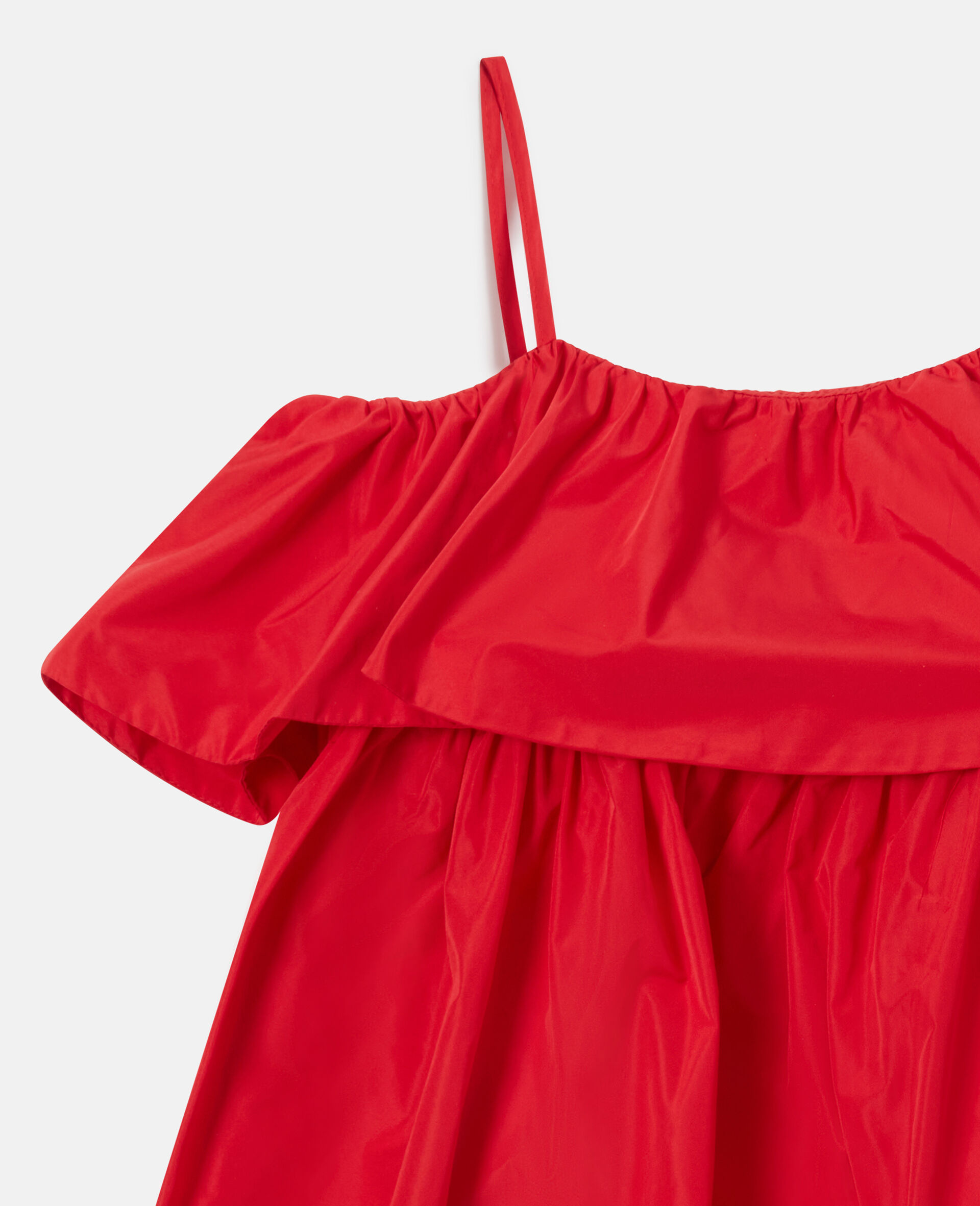Off Shoulder Ruffle Dress-Red-medium