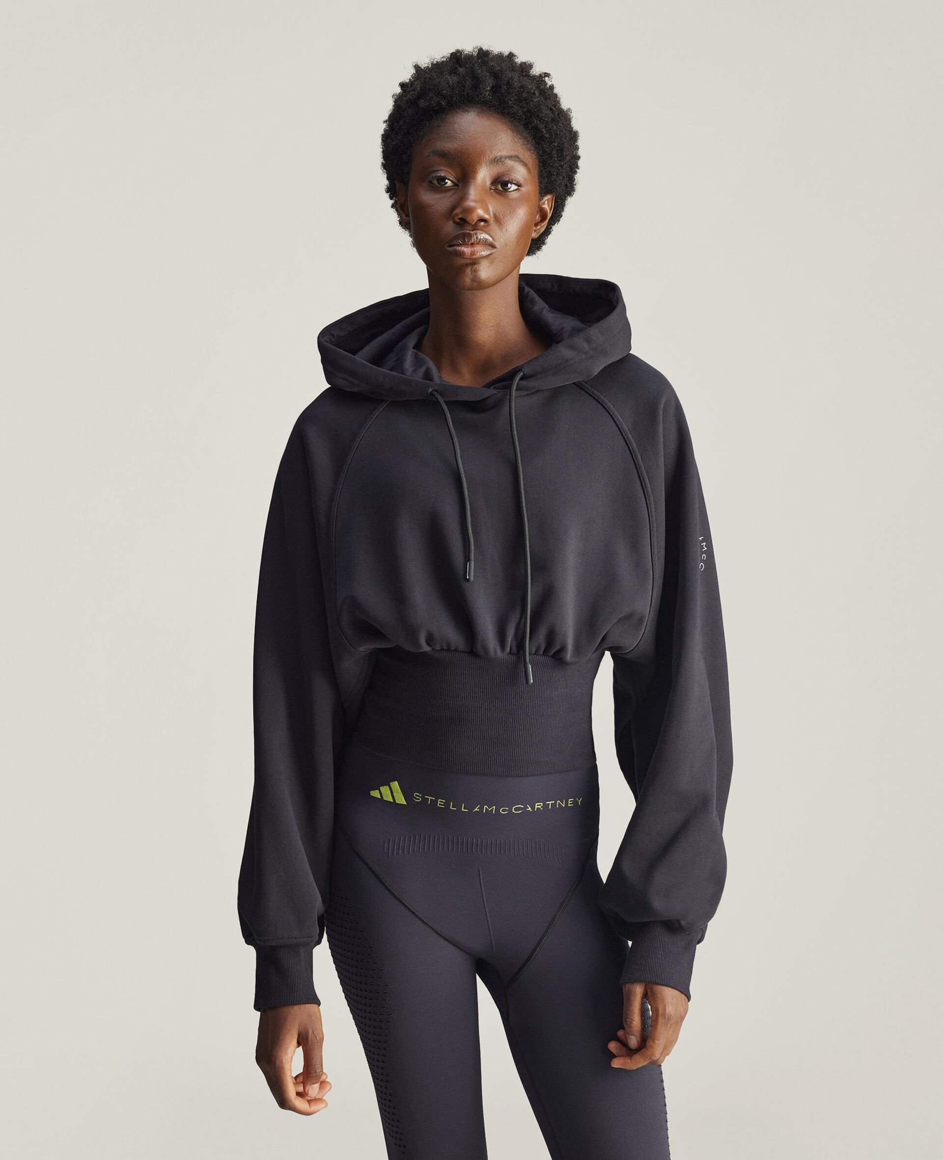 Logo Cropped Hoodie-Black-medium