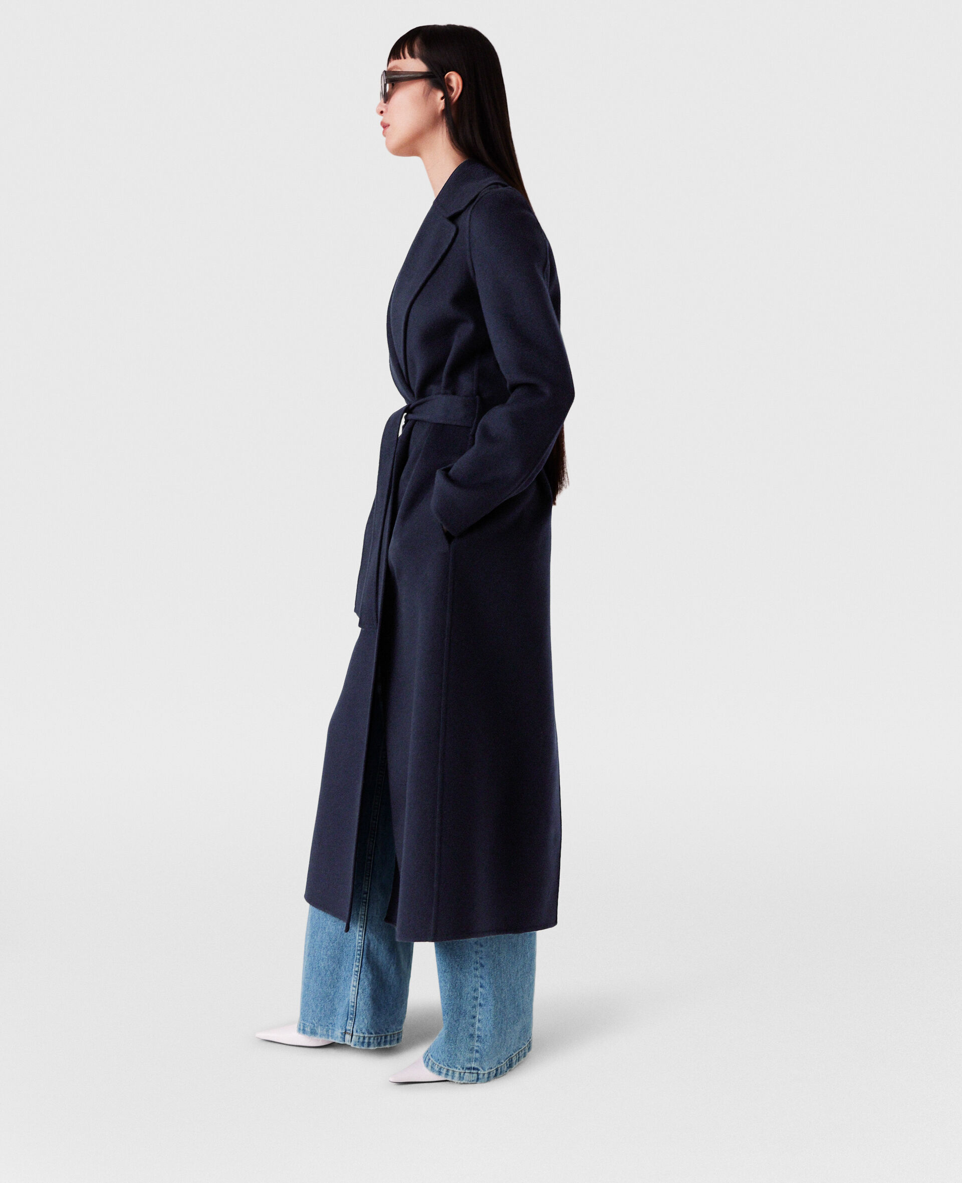 Trench coat double face avec ceinture-Bleu-large image number 2